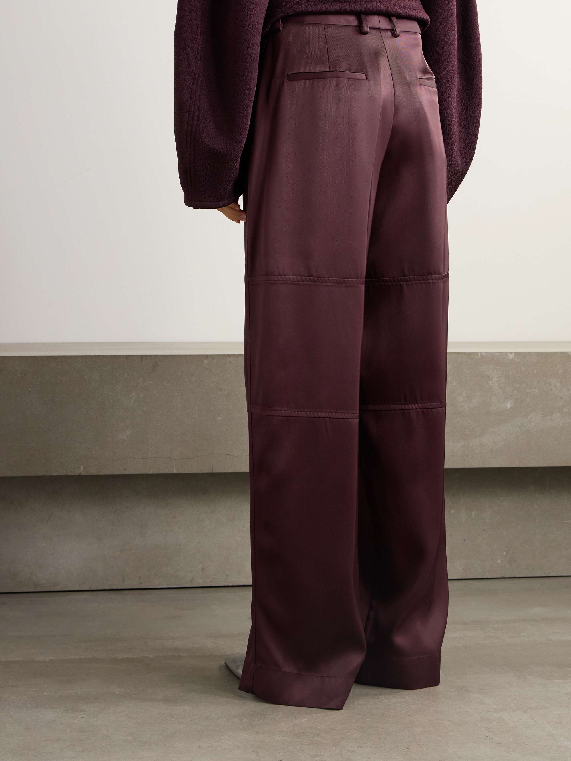 Satin-twill straight-leg pants view