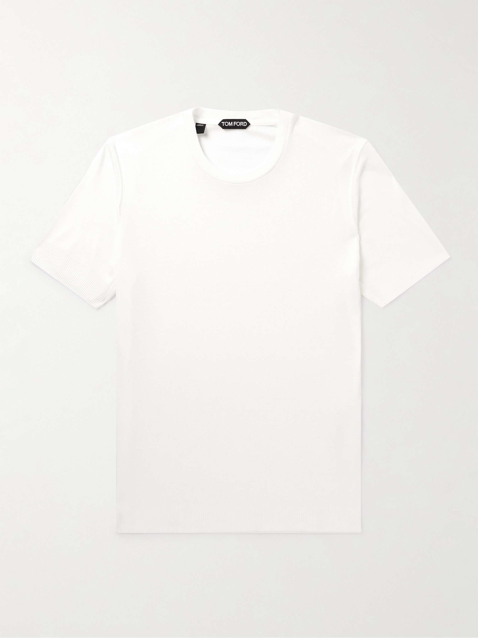 Placed Rib Slim-Fit Lyocell and Cotton-Blend T-Shirt view