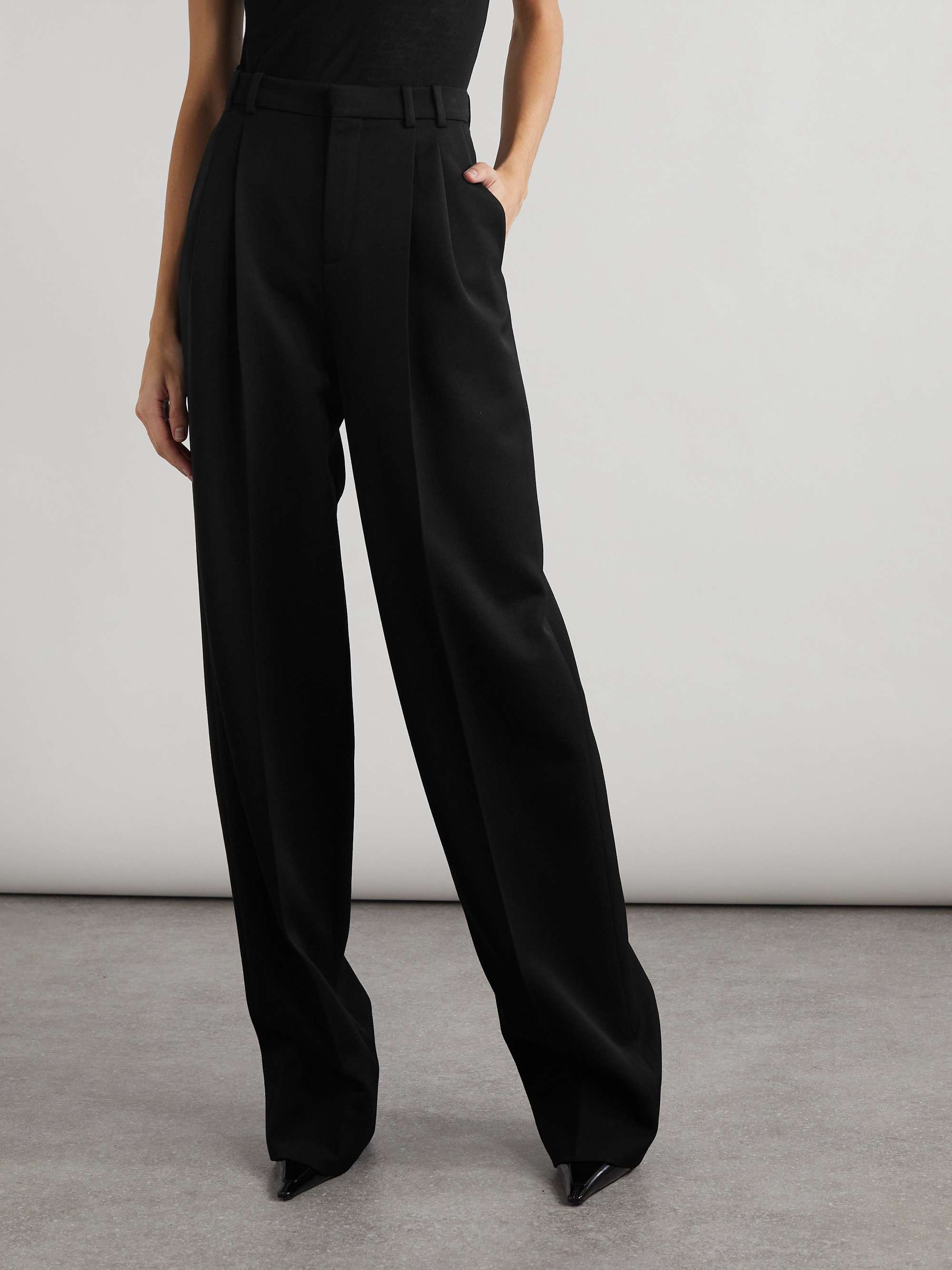 Pleated grain de poudre wool wide-leg pants view