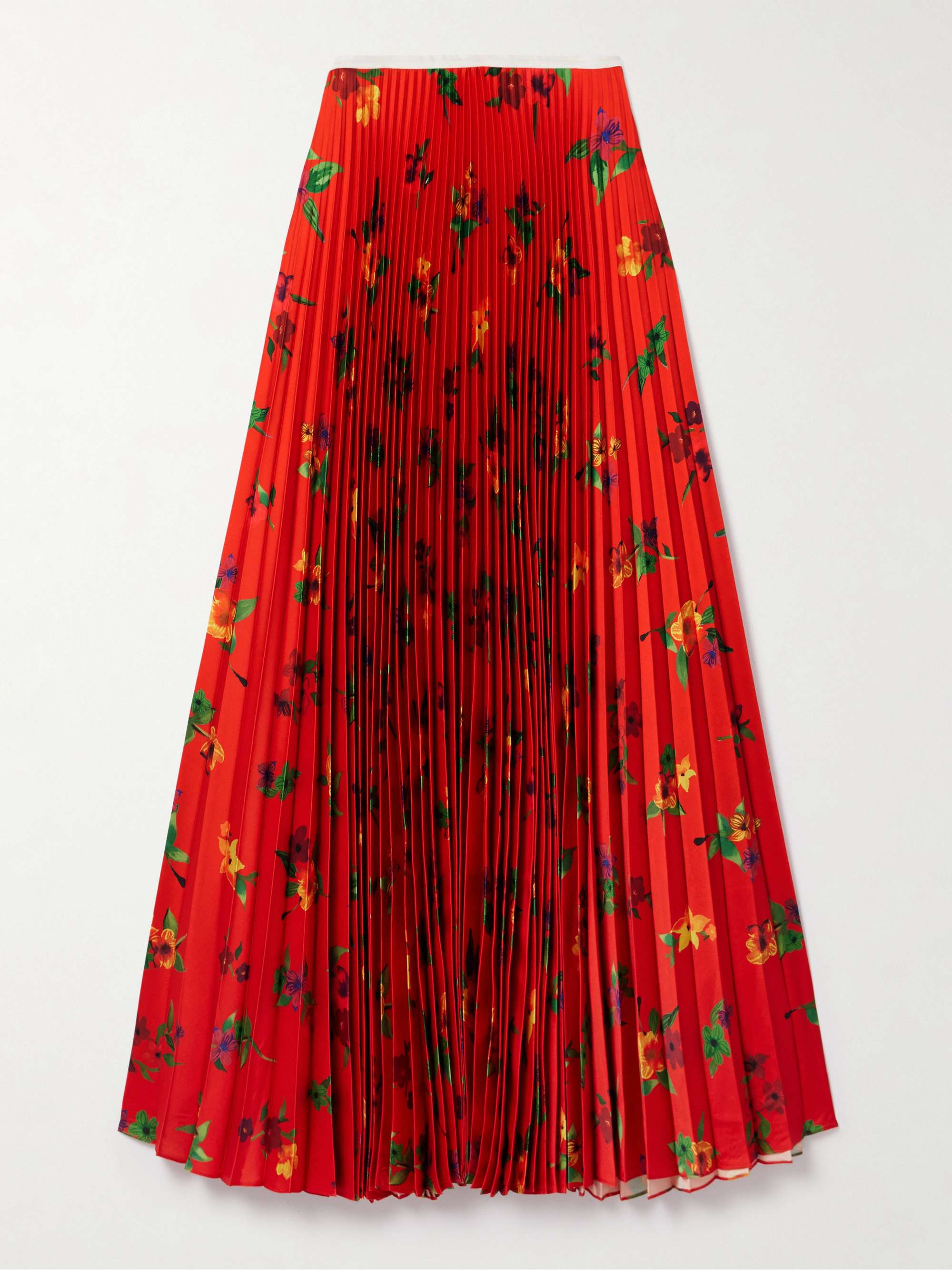 Sunray pleated floral-print satin maxi skirt view
