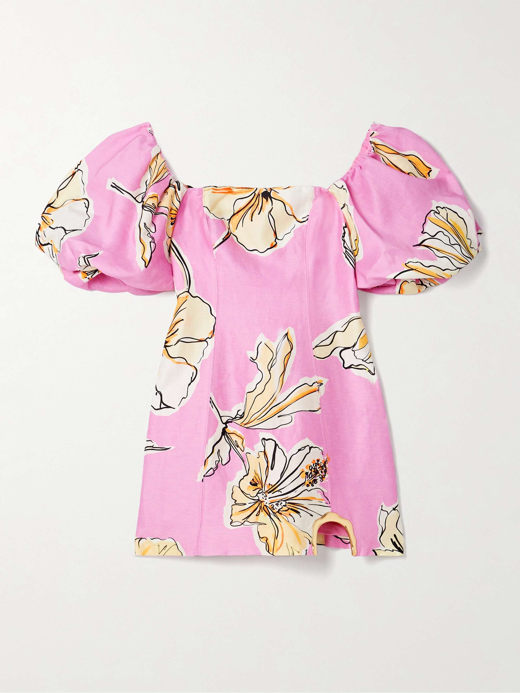 Flourish embellished floral-print linen-blend mini dress view