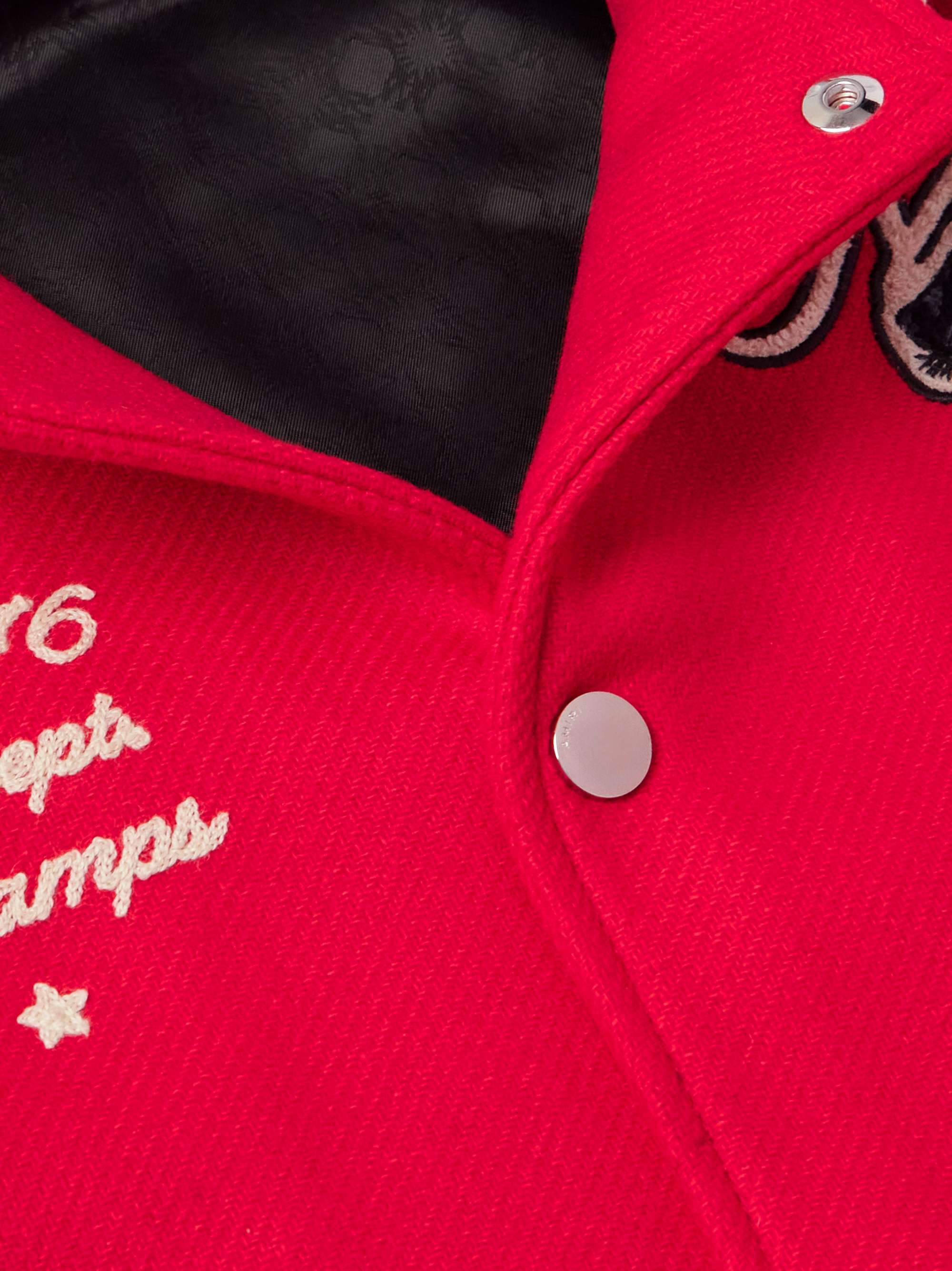 Panther Logo-Embroidered Appliquéd Wool-Blend Twill Bomber Jacket view