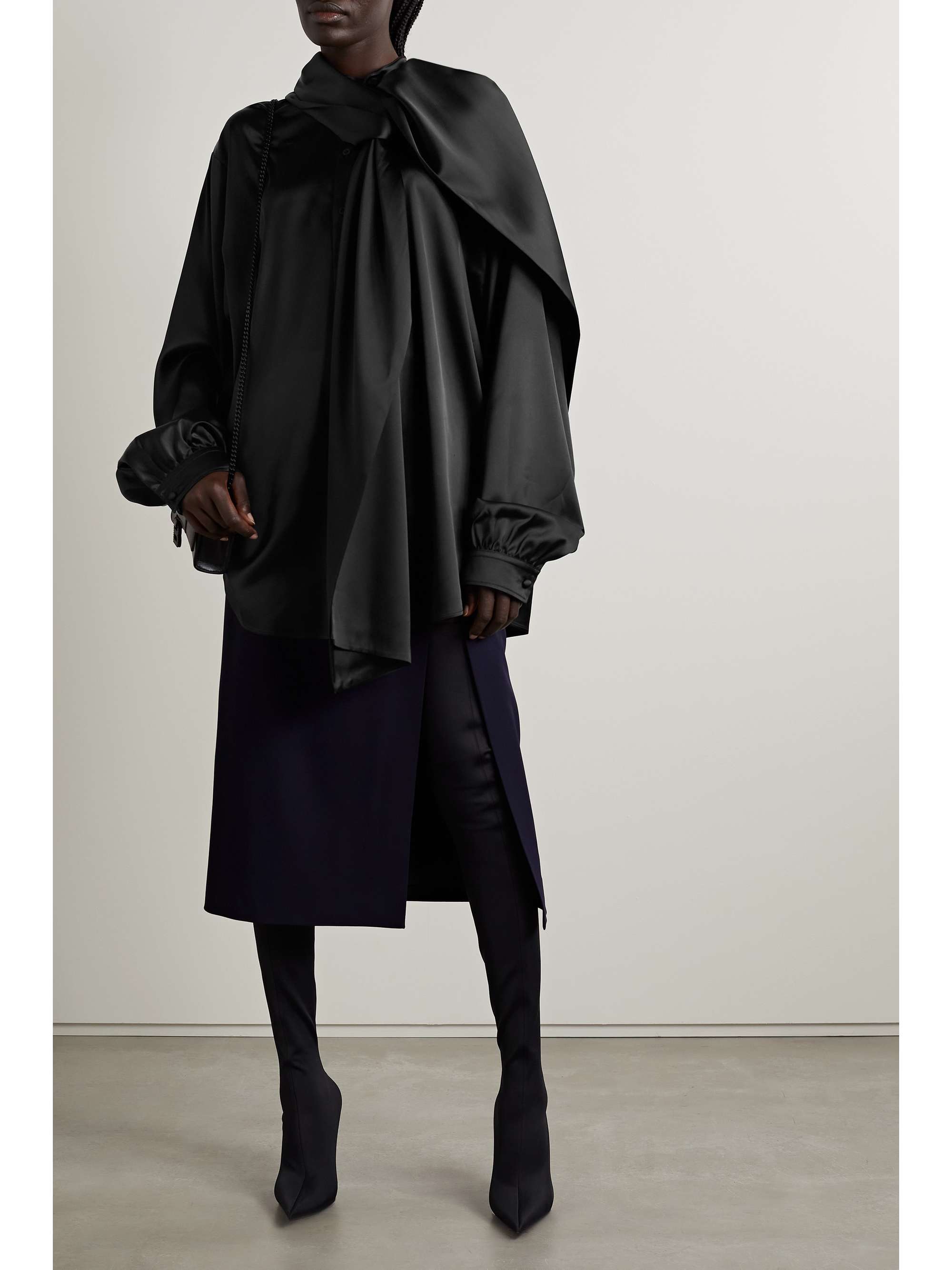 Hooded duchesse-satin blouse view