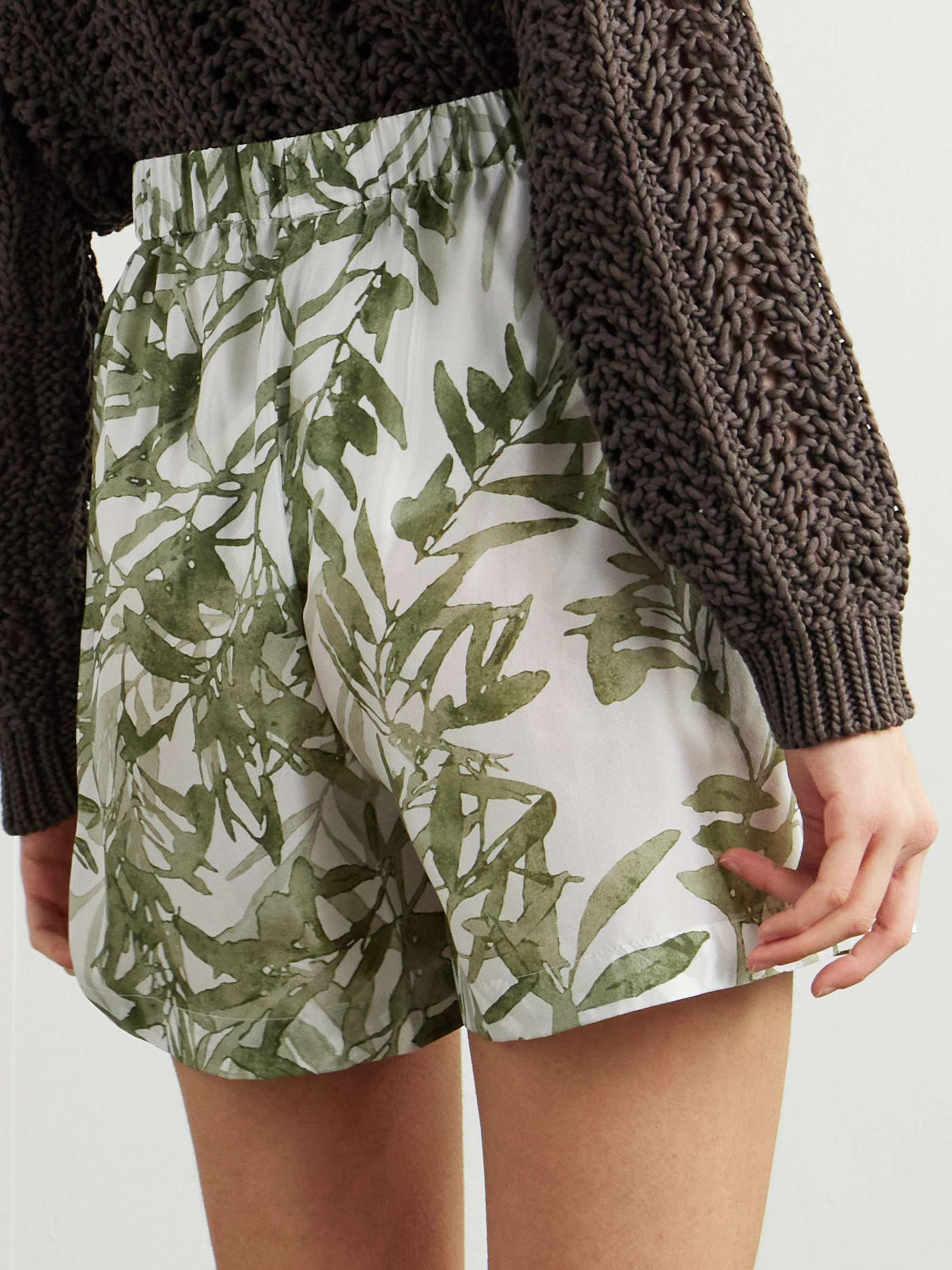 Floral-print silk shorts view
