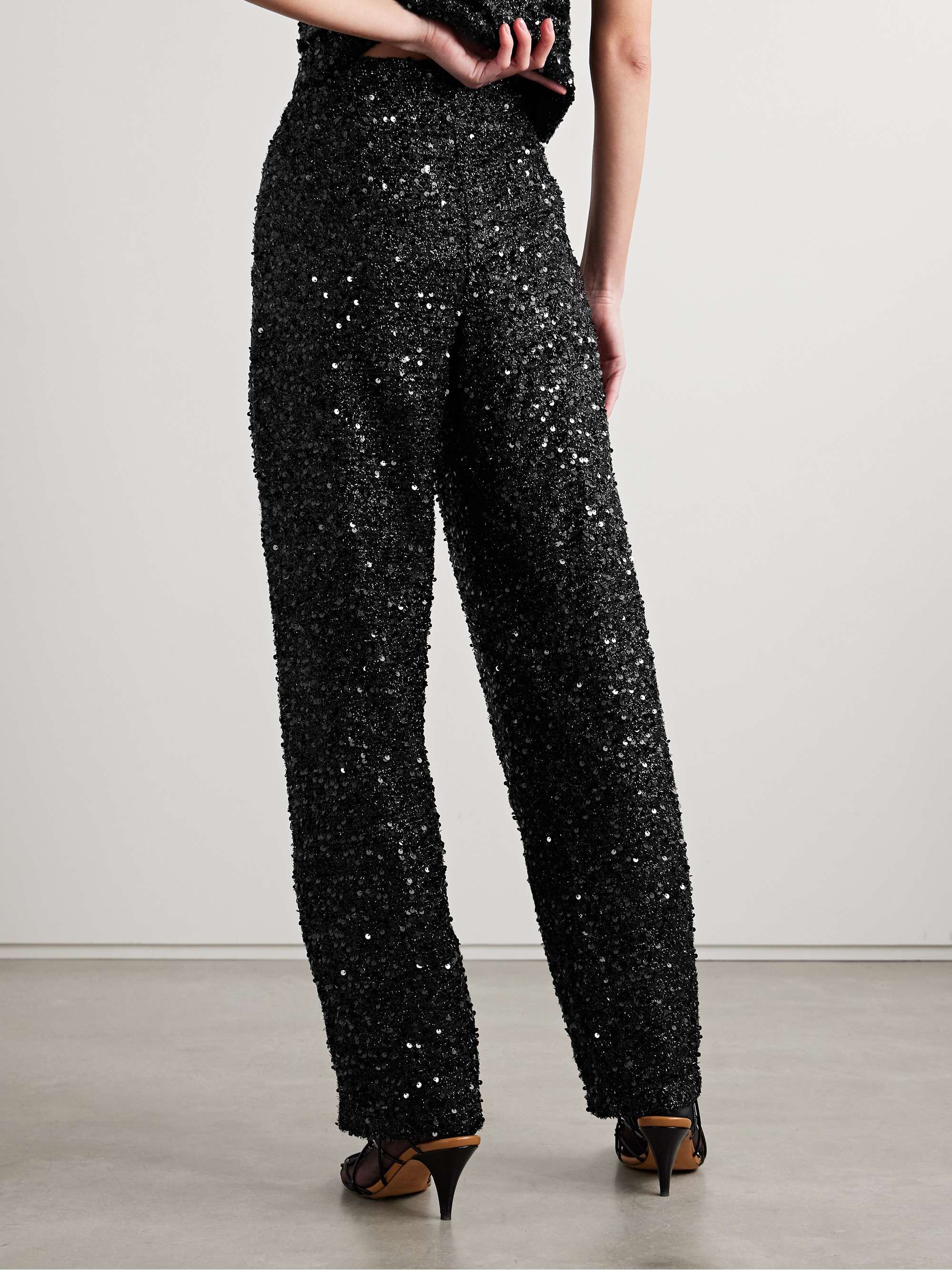 Aras pleated sequined metallic tulle tapered pants view