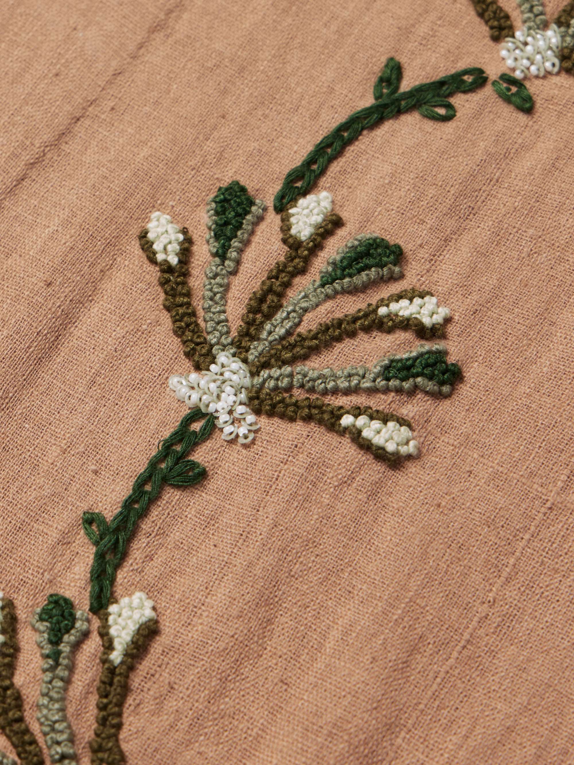 Bead-Embellished Embroidered Cotton Shirt view