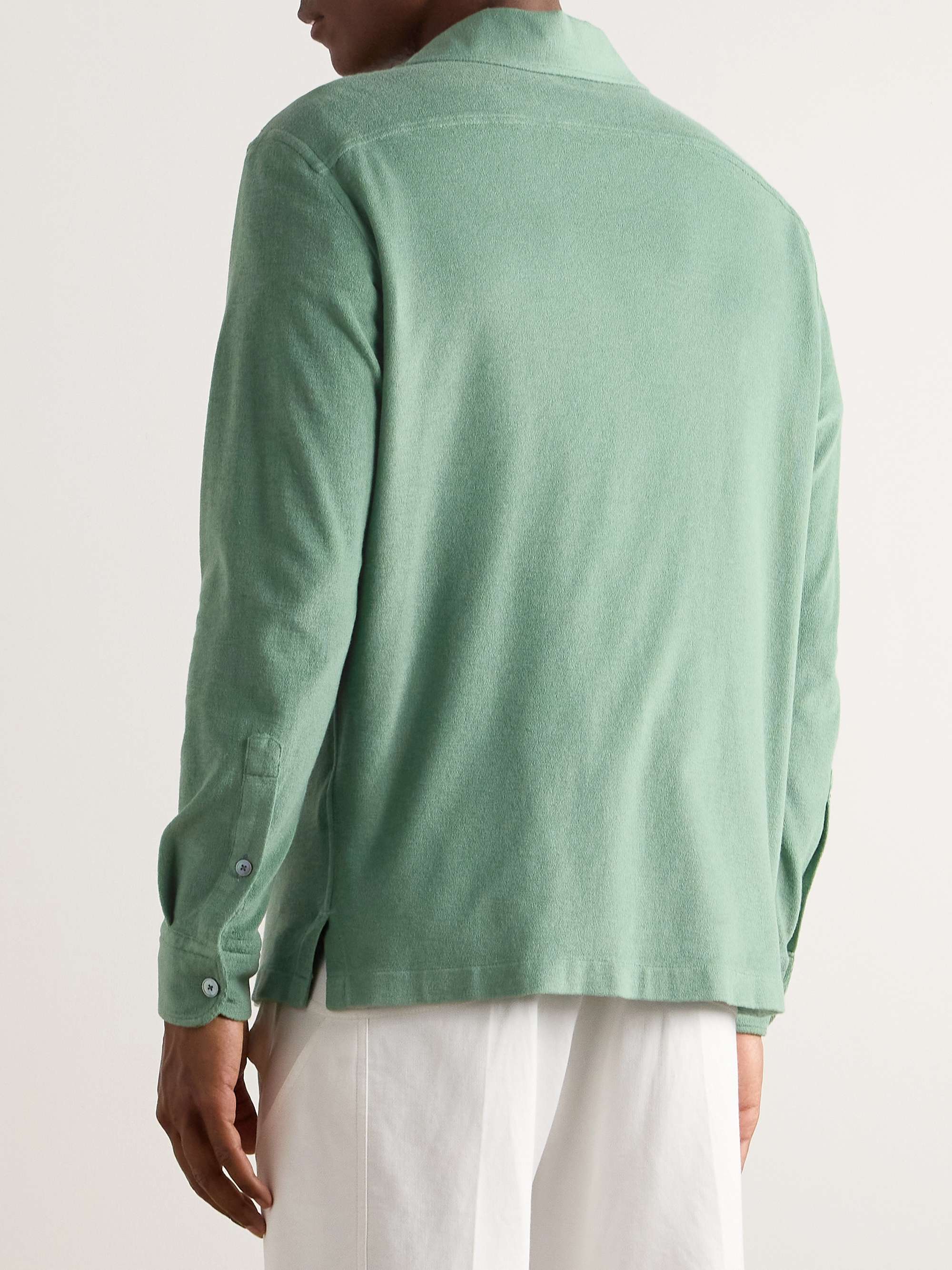 Camp-Collar Cotton and Silk-Blend Terry Shirt view