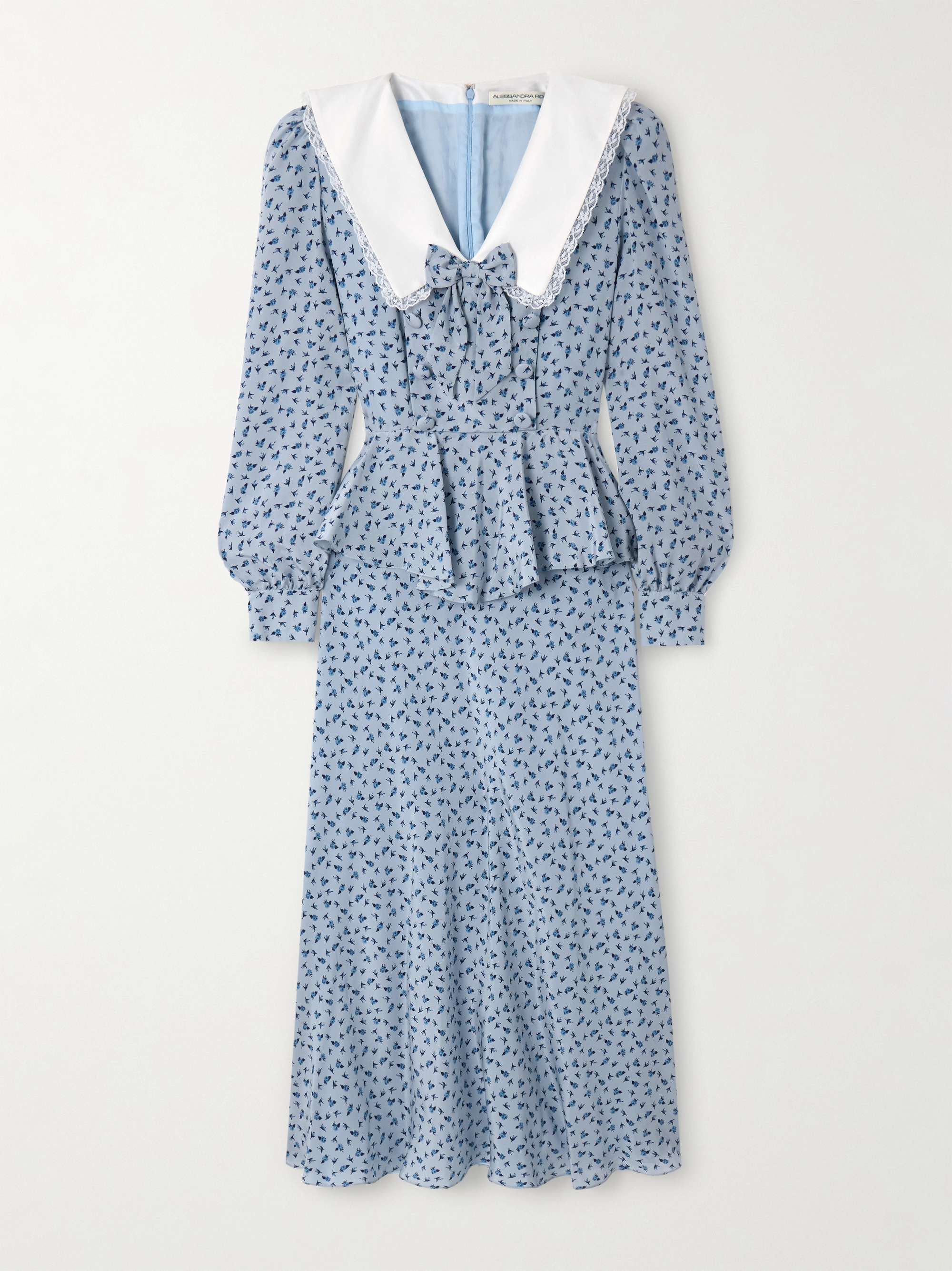 Envers lace and mikado-trimmed floral-print crepe de chine peplum midi dress view
