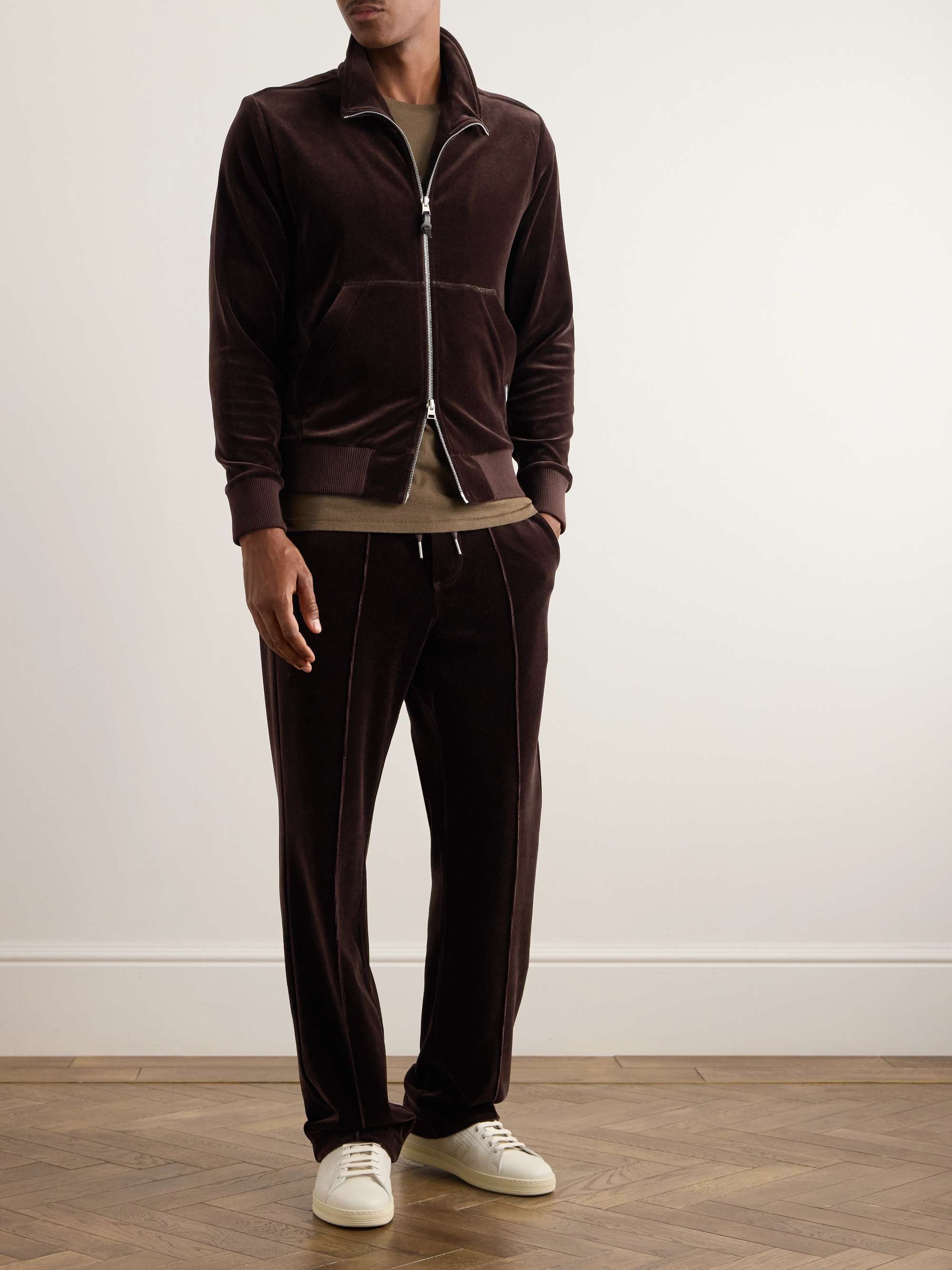 Cotton-Blend Velour Zip-Up Track Jacket view