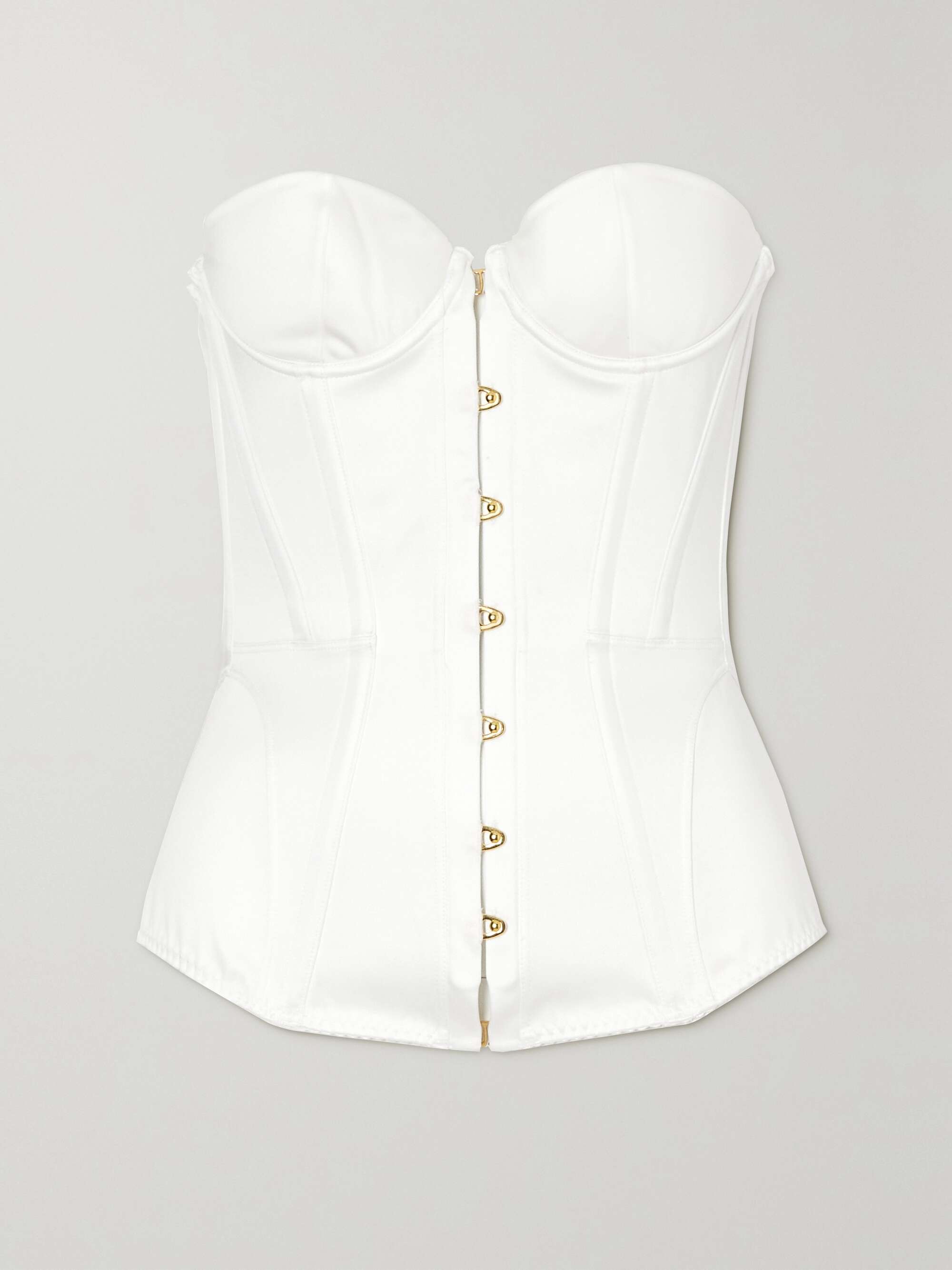 Mercy strapless lace-up cotton-satin bustier top view
