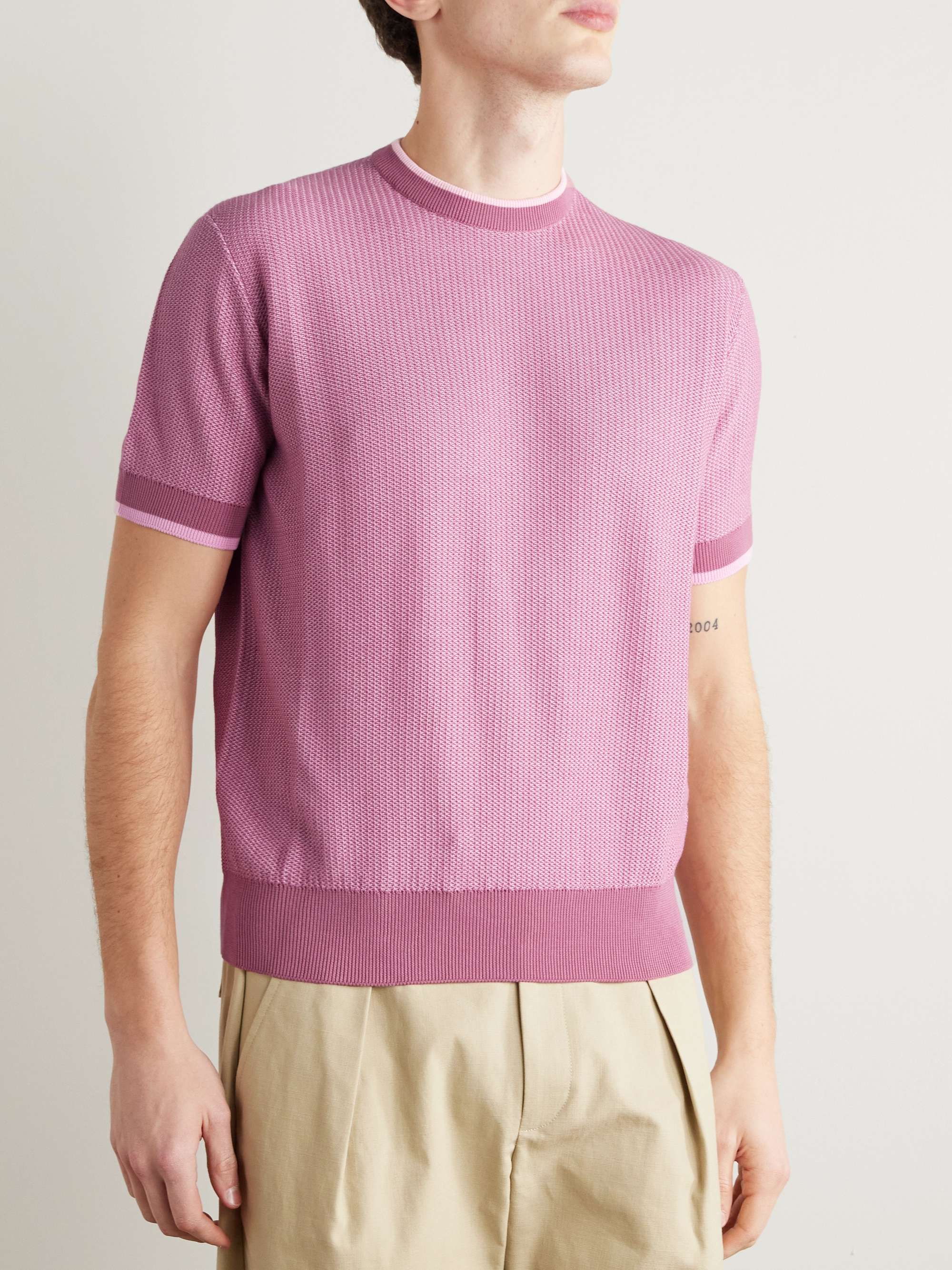 Waffle-Knit Cotton T-Shirt view