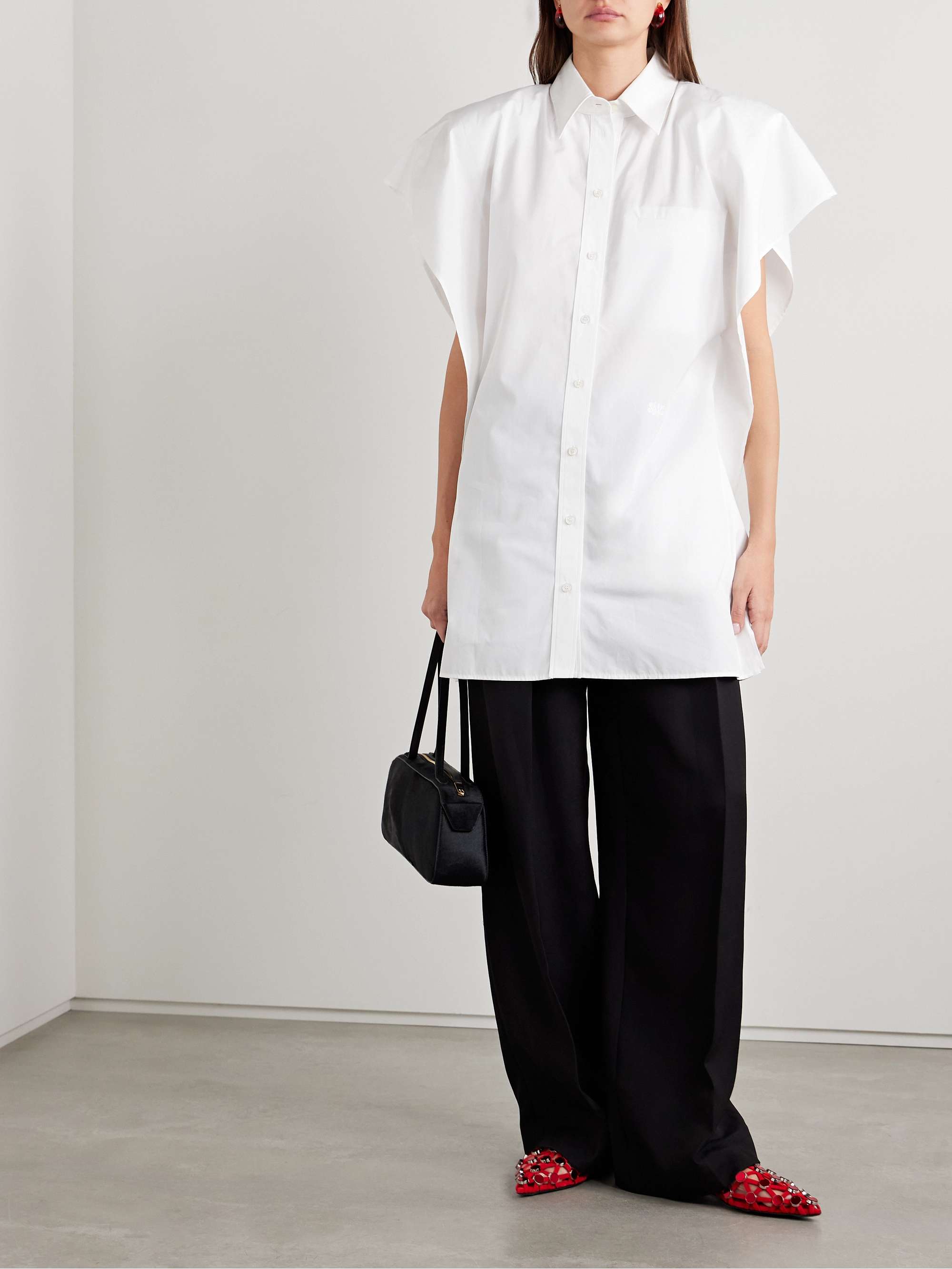 Oversized organic cotton-poplin mini shirt dress view