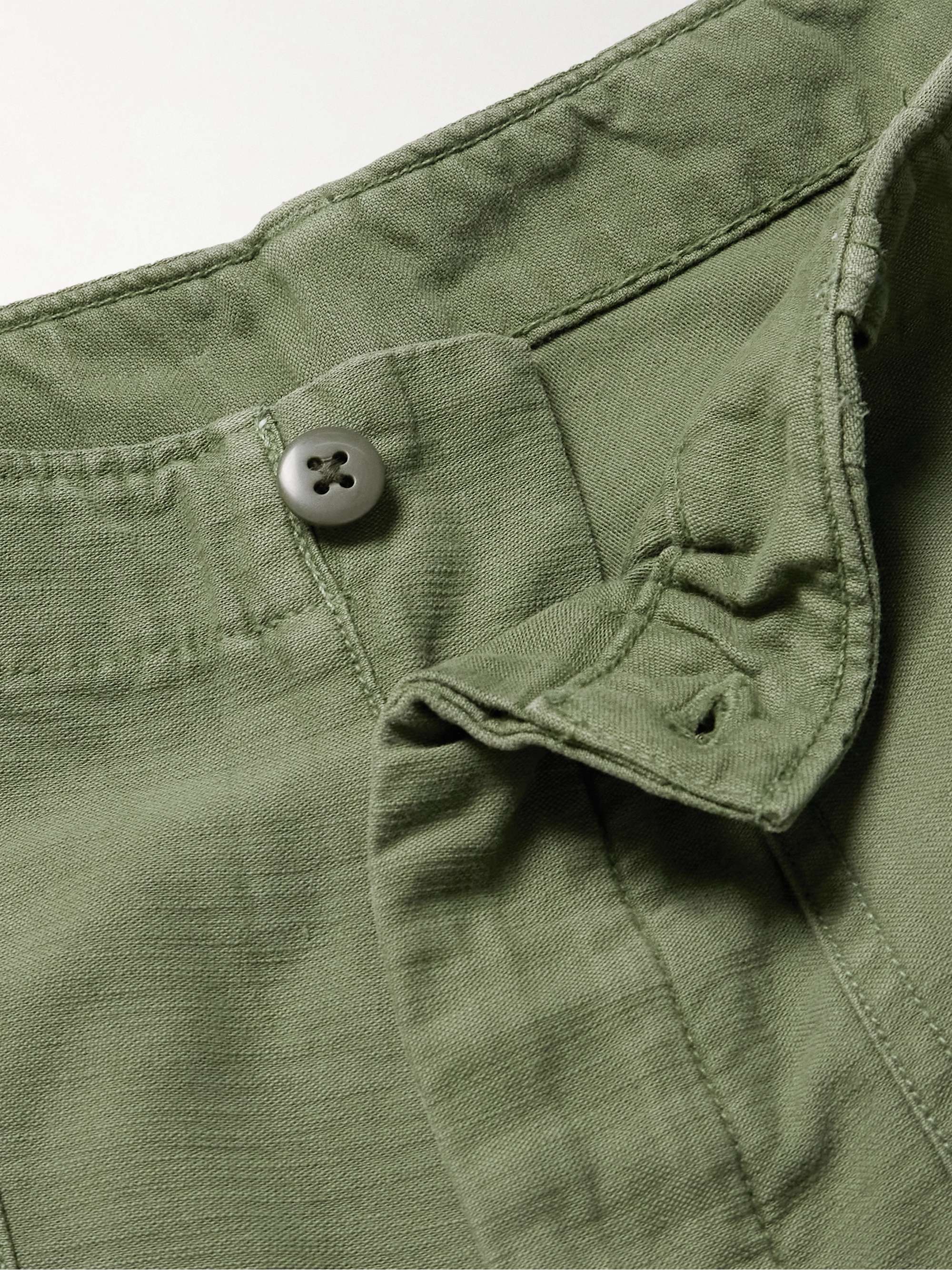 Straight-Leg Paint-Splattered Cotton-Sateen Cargo Trousers view