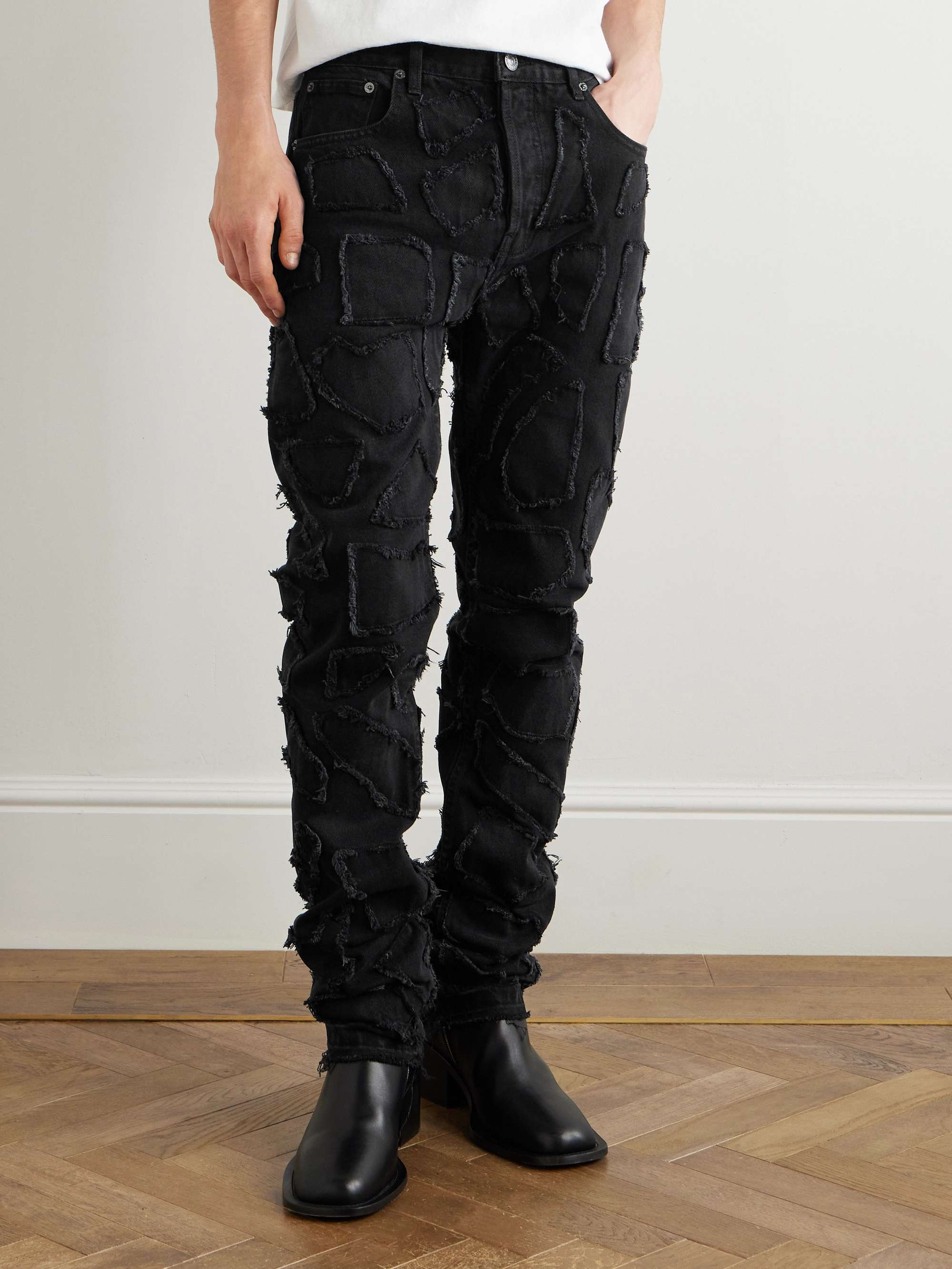 Collage 5001 Slim-Fit Frayed Patchwork Jeans view