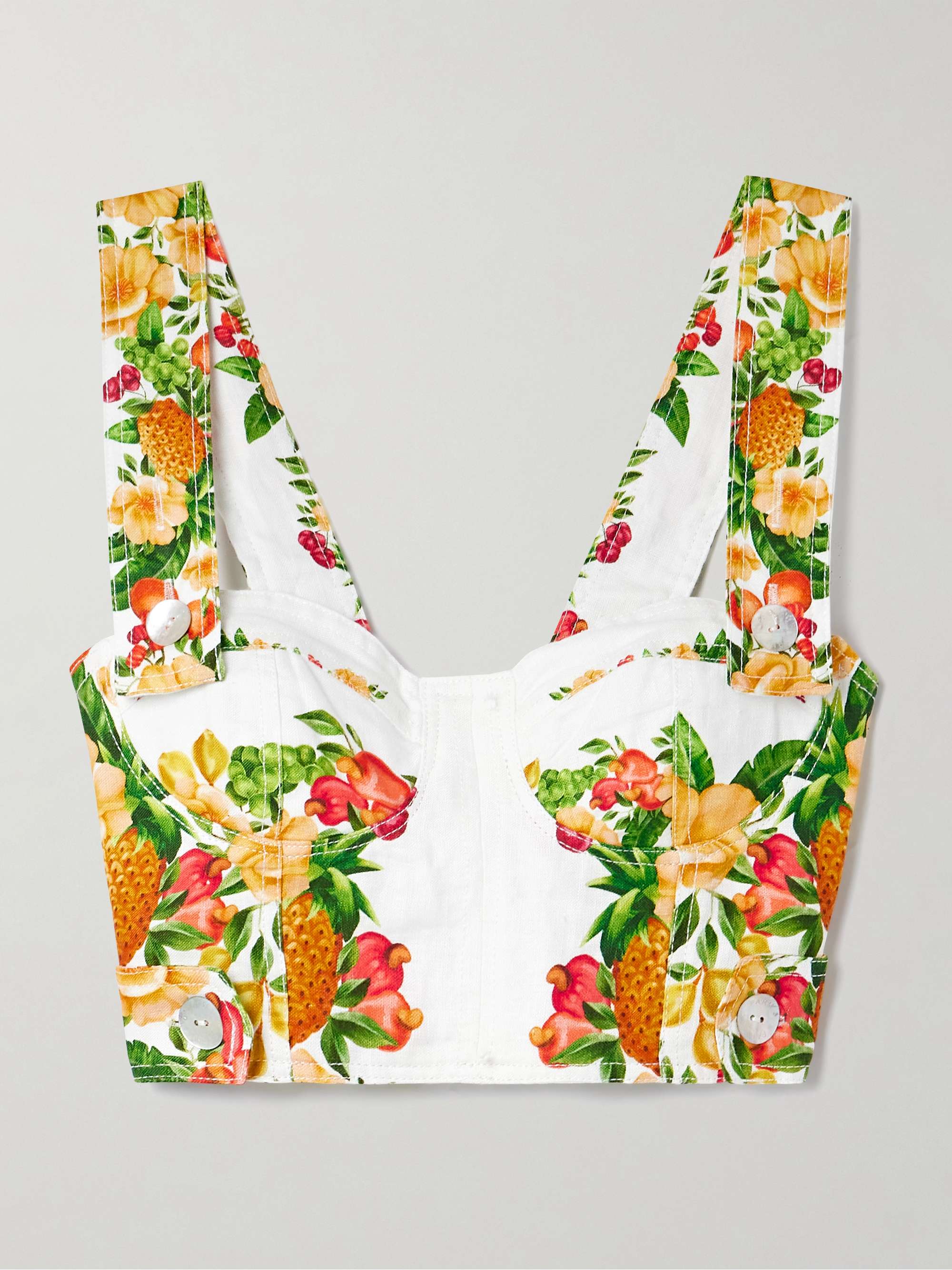 Cropped printed linen top view