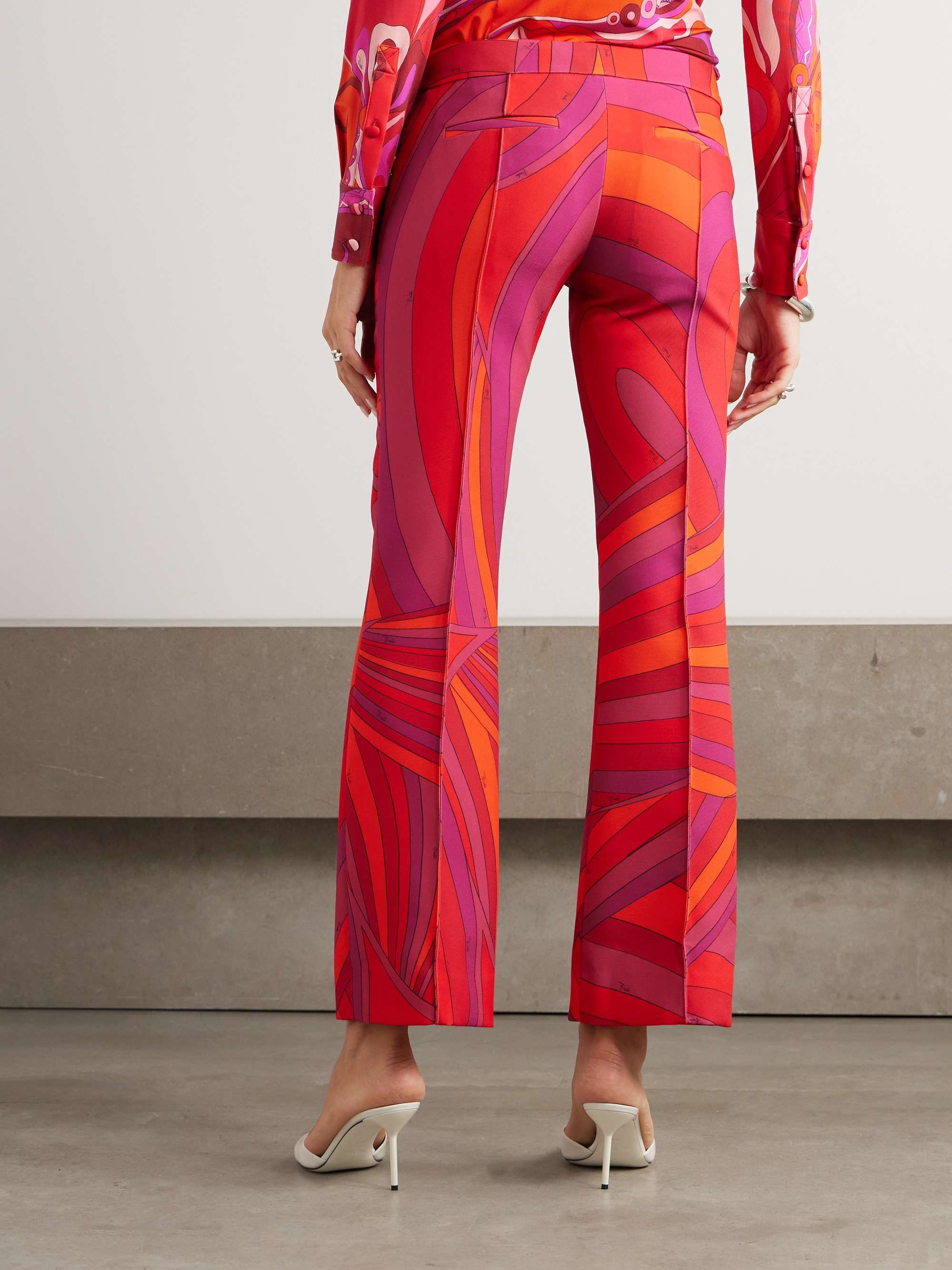 Cropped printed cady straight-leg pants view