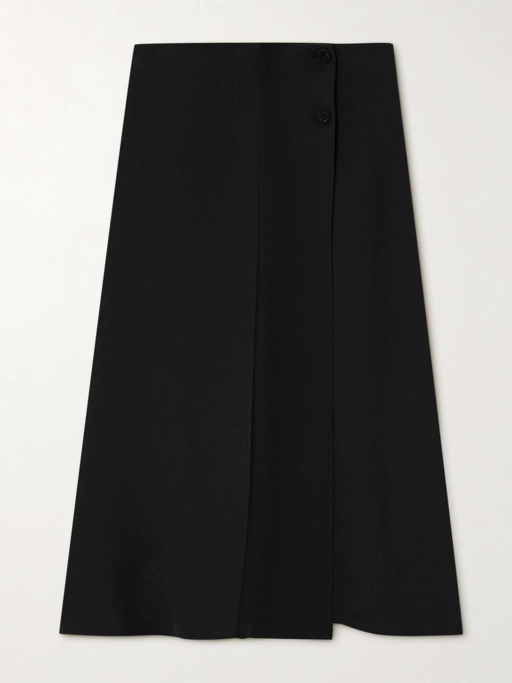 Alida bead-embellished pleated silk crepe de chine midi wrap skirt view
