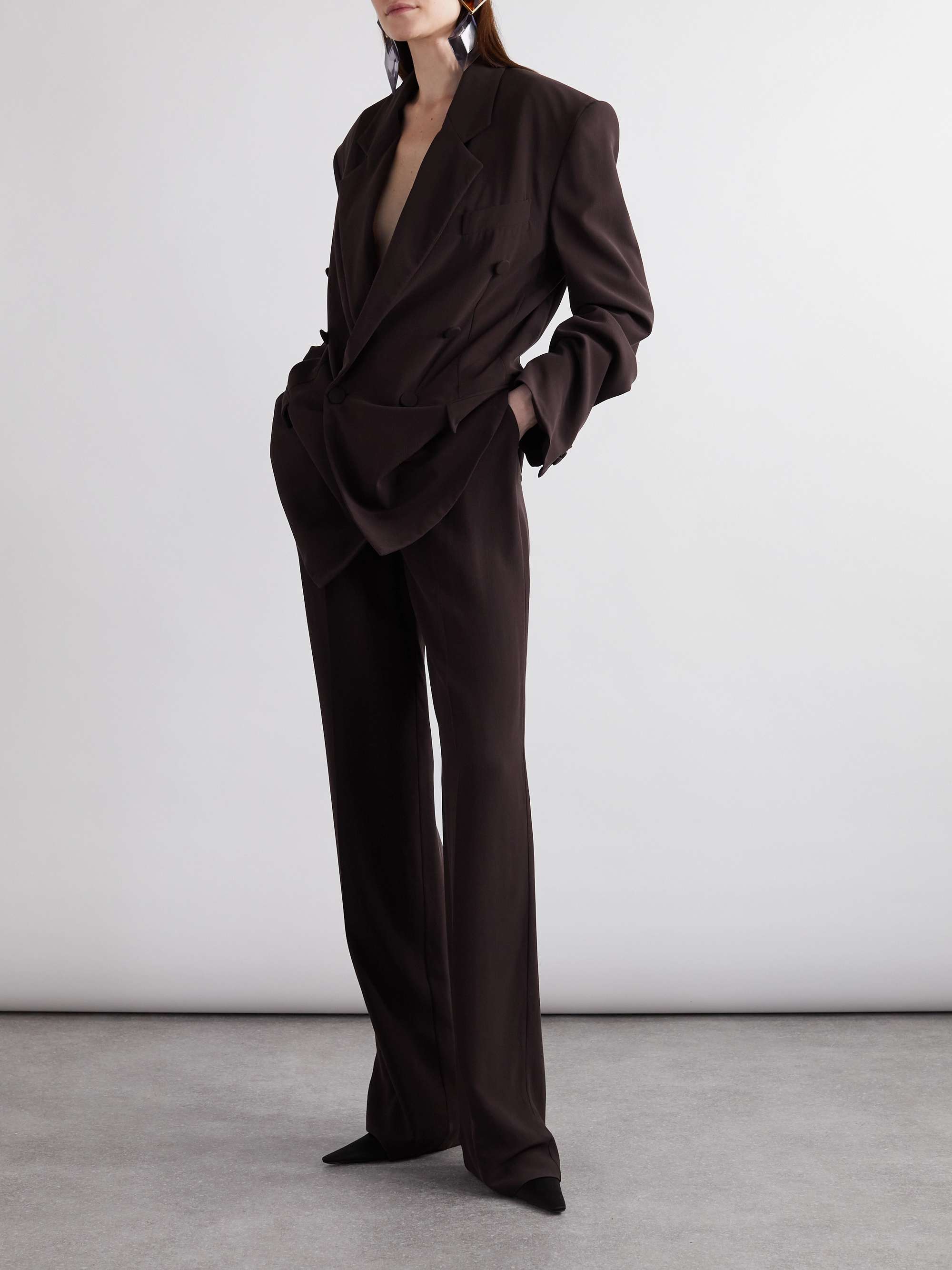 Silk-georgette straight-leg pants view