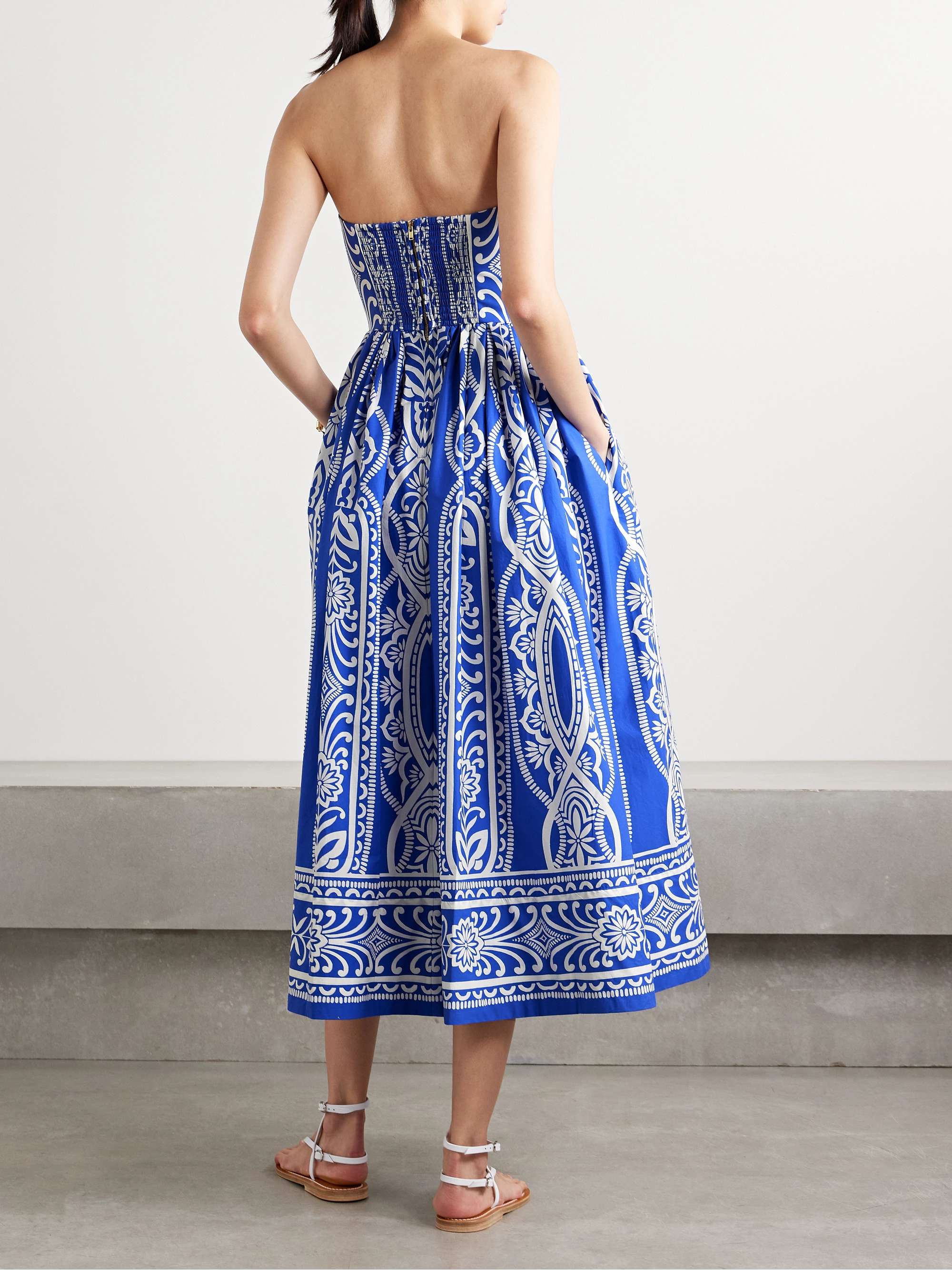 Torres strapless printed cotton-poplin midi dress view