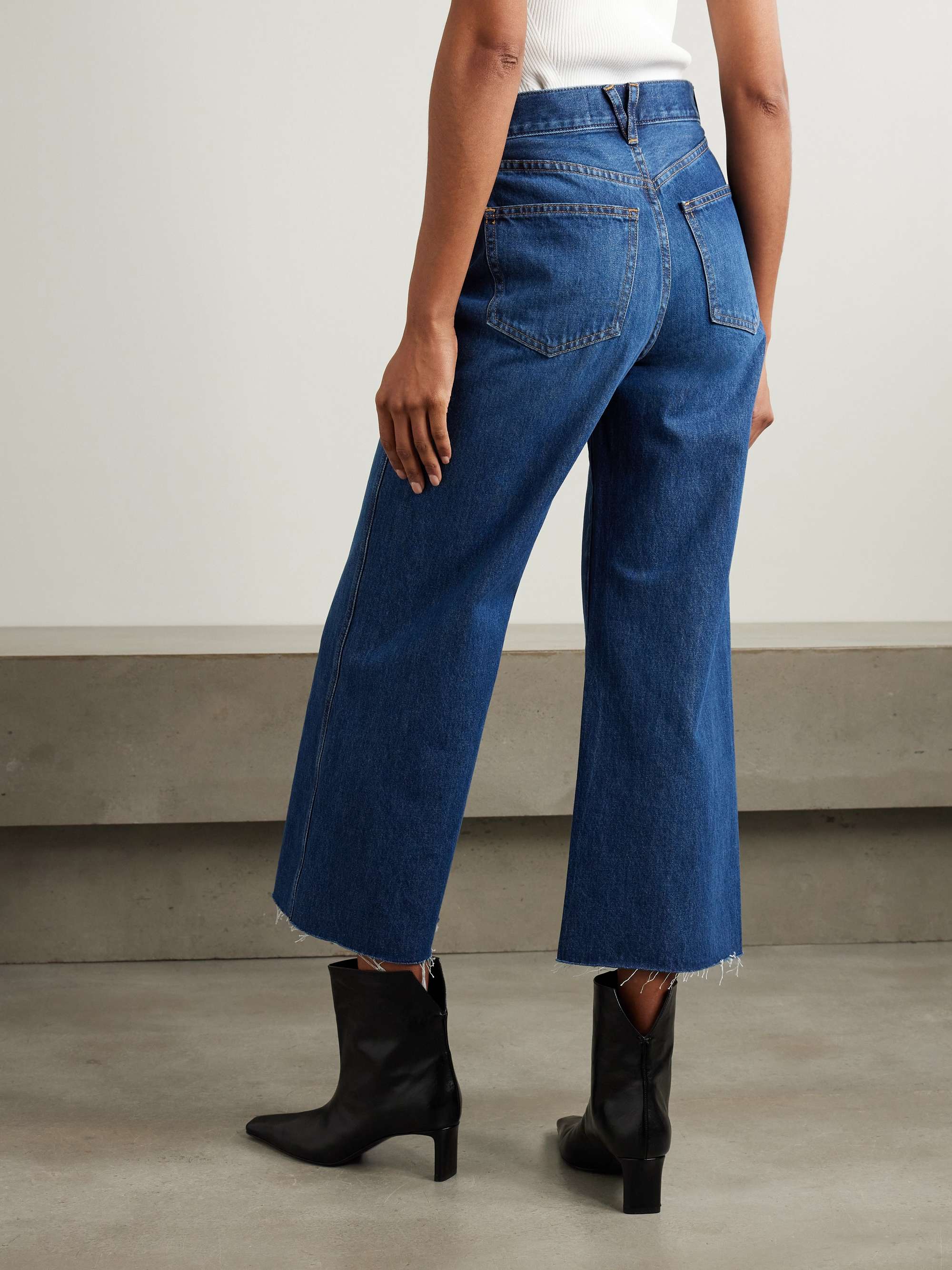 Taylor frayed high-rise wide-leg jeans view