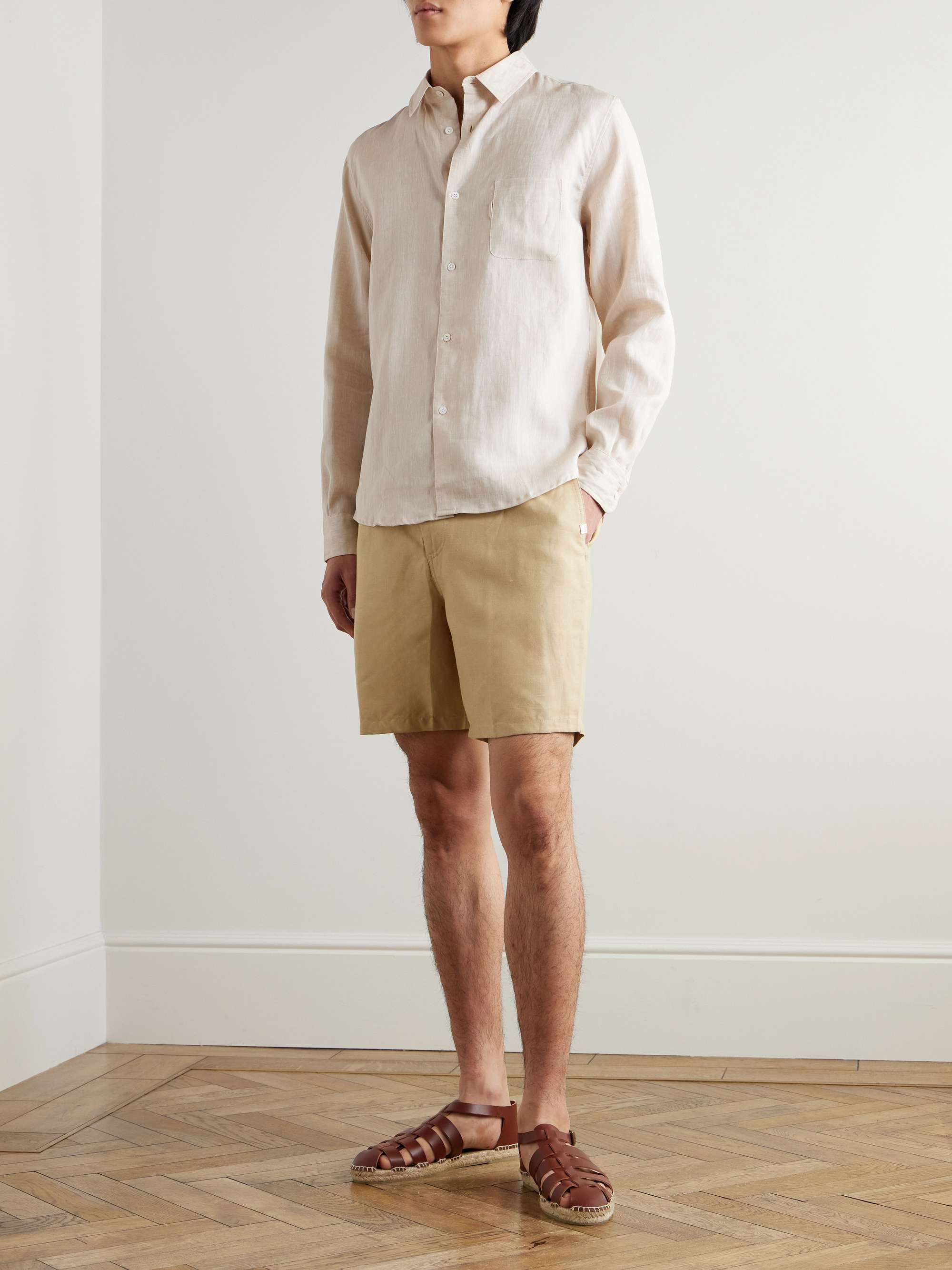 Sydney Straight-Leg Linen Drawstring Shorts view