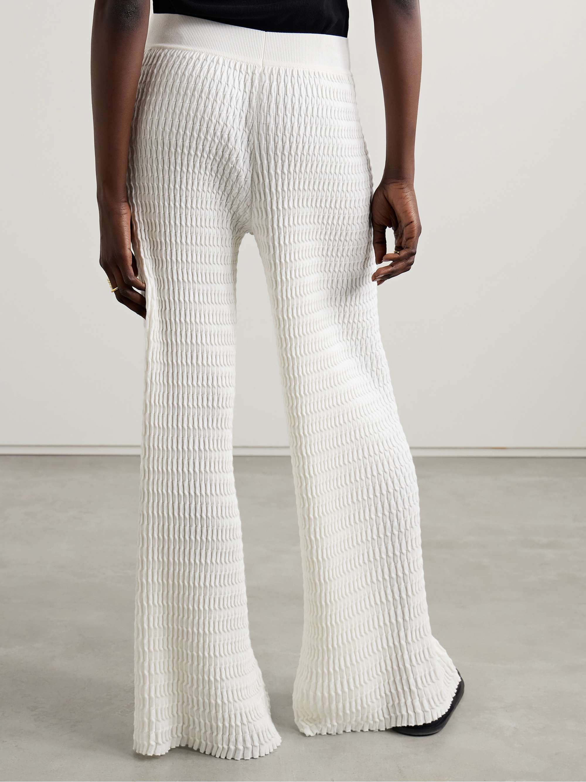 Ribbed cotton wide-leg pants view