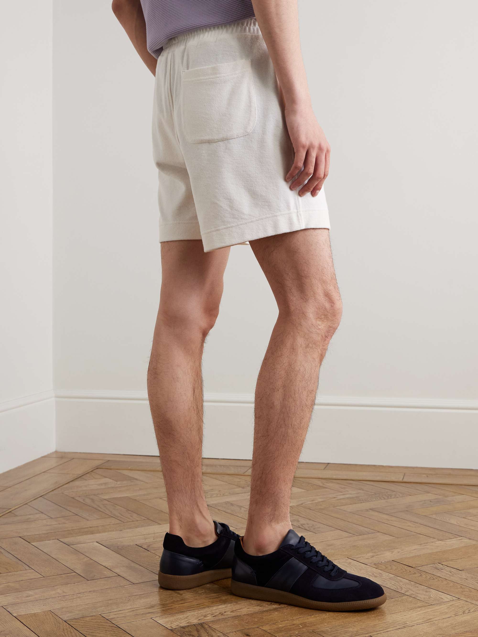 Straight-Leg Organic Cotton-Terry Drawstring Shorts view