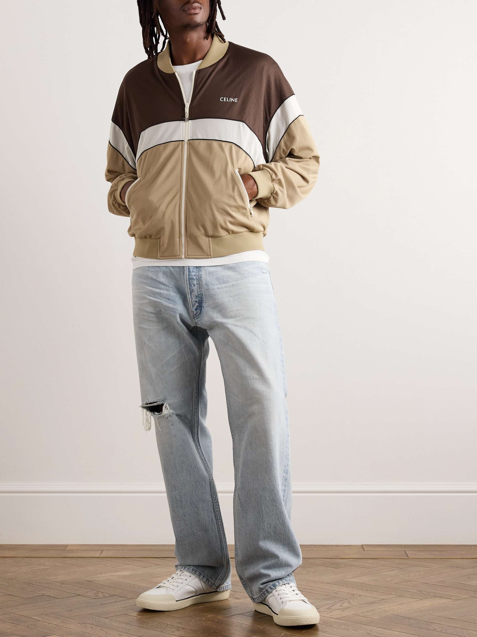 Logo-Print Colour-Block Mesh Track Jacket view