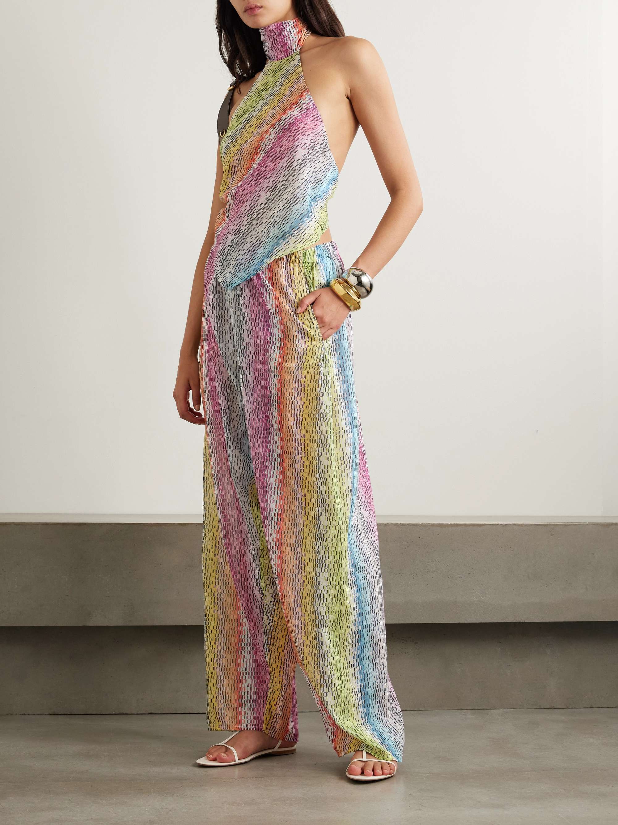 Mare printed cotton and silk-blend halterneck top view