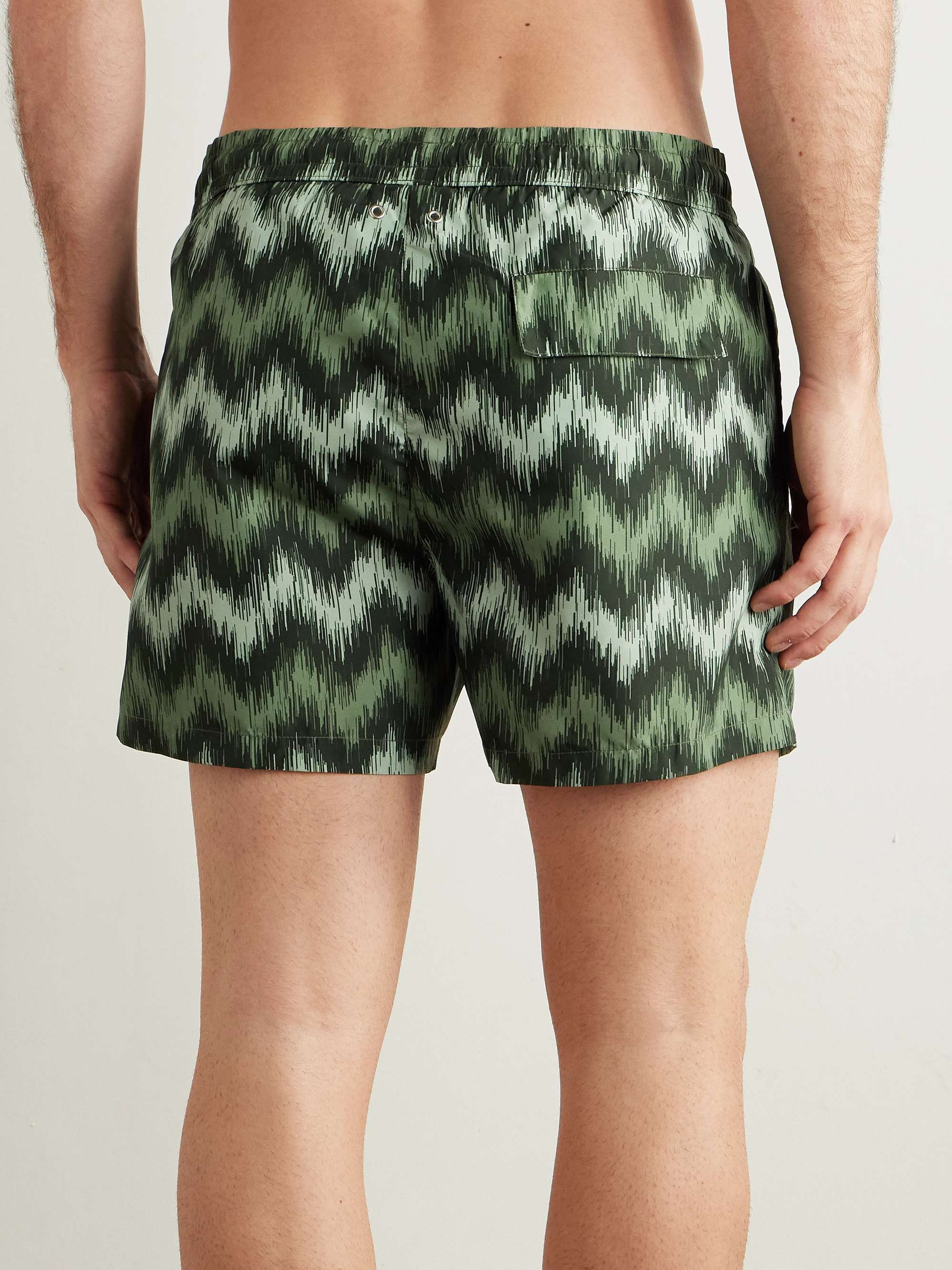 High Frequency Straight-Leg Mid-Length Striped Swim Shorts view