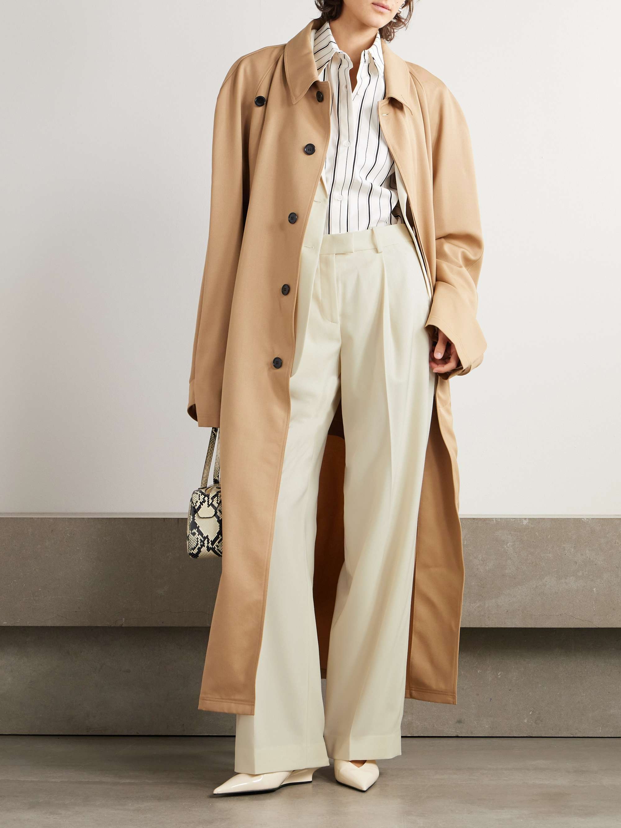 + NET SUSTAIN pleated merino wool-twill wide-leg pants view