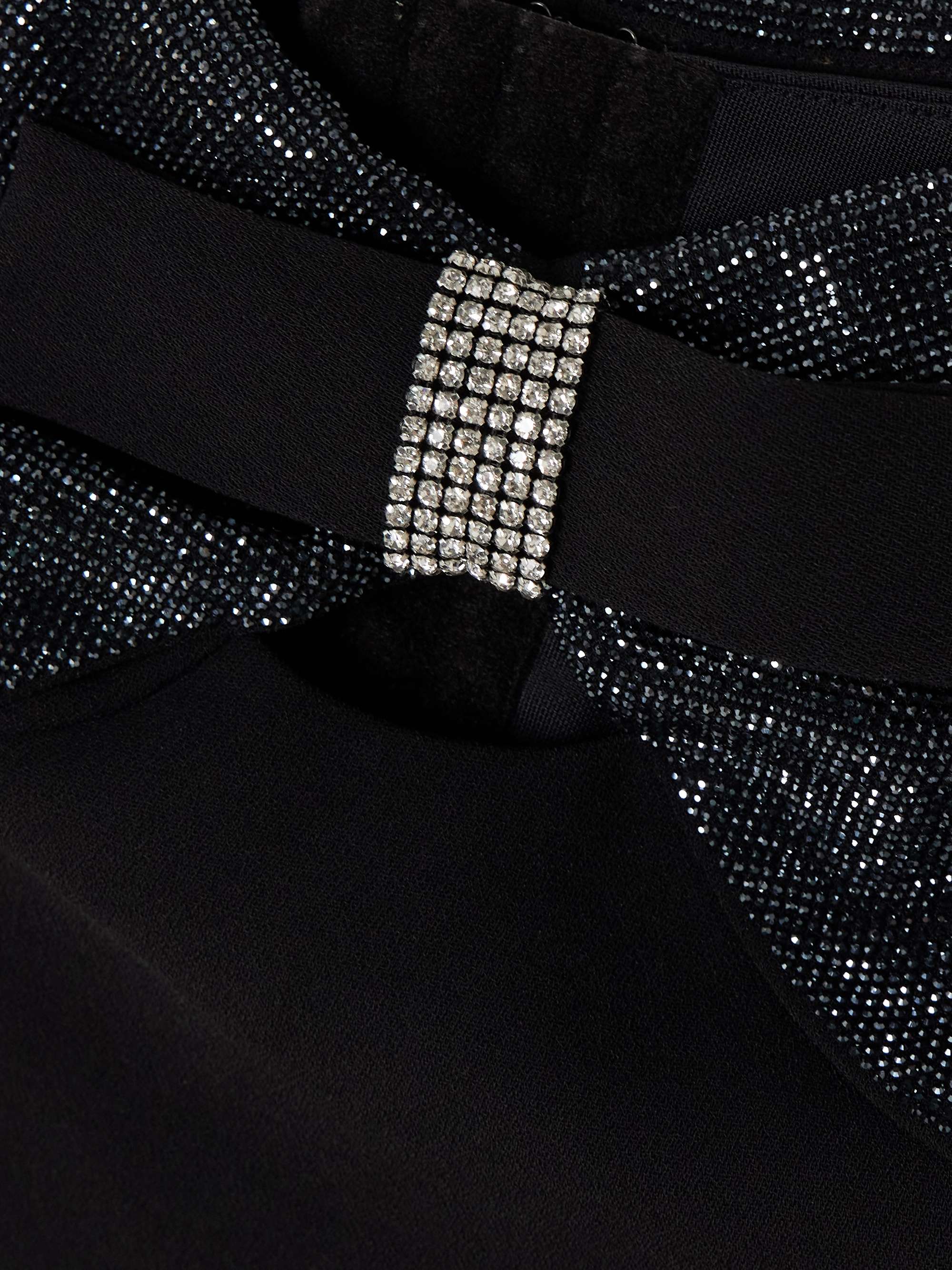 Off-the-shoulder bow and crystal-embellished crepe top view