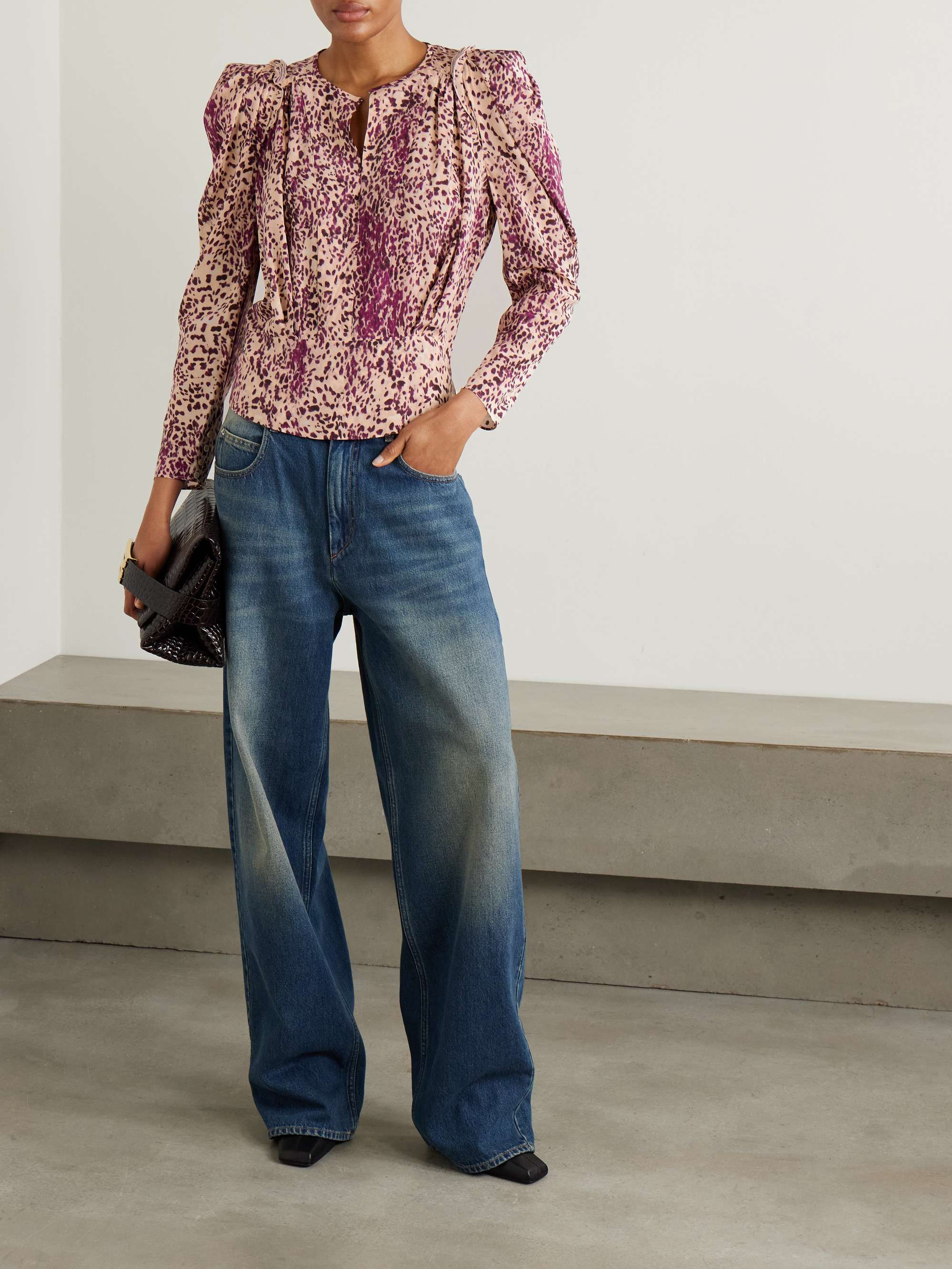 Zarga pleated printed silk-blend blouse view