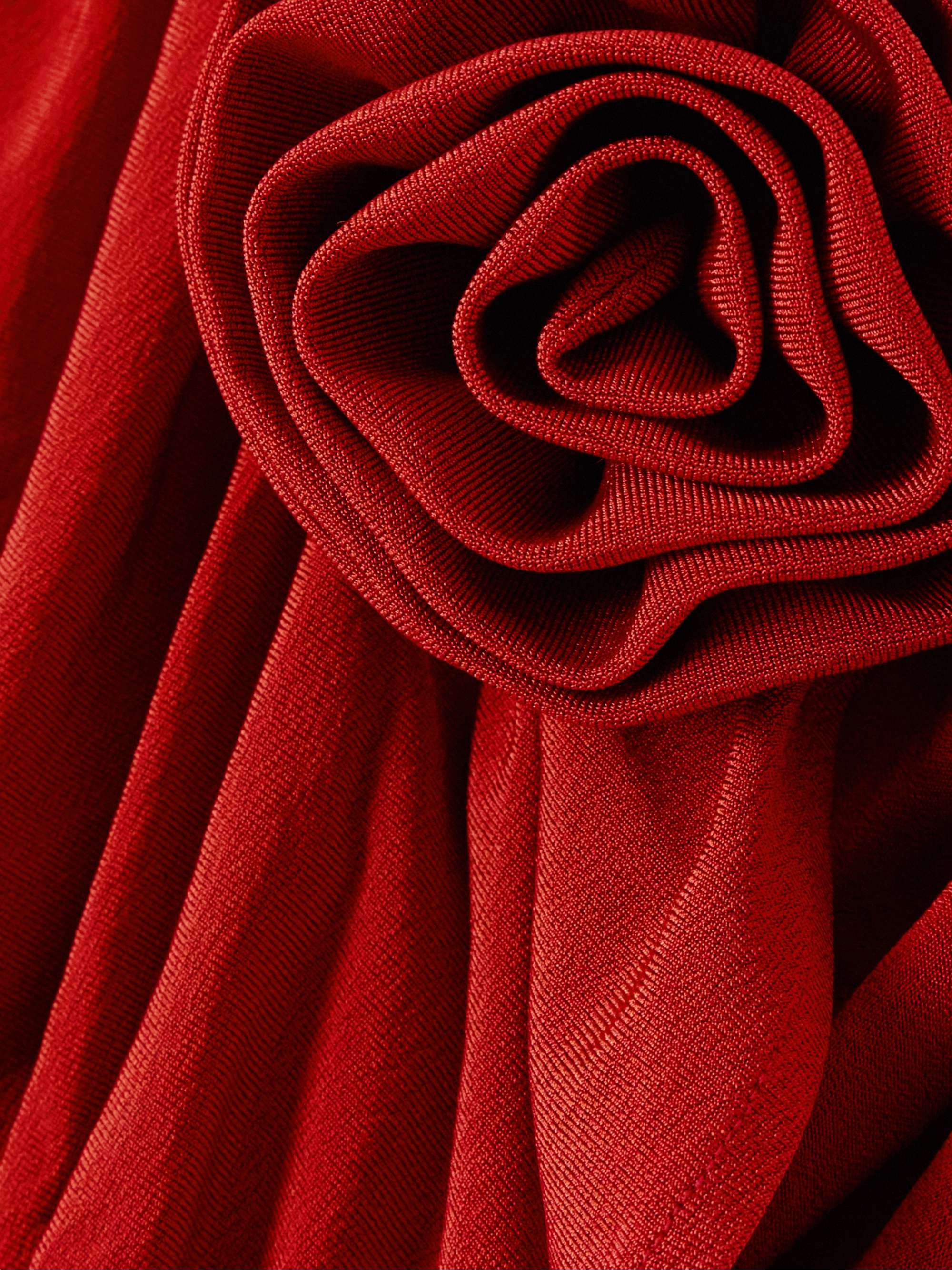 One-shoulder appliquéd ruched jersey top view
