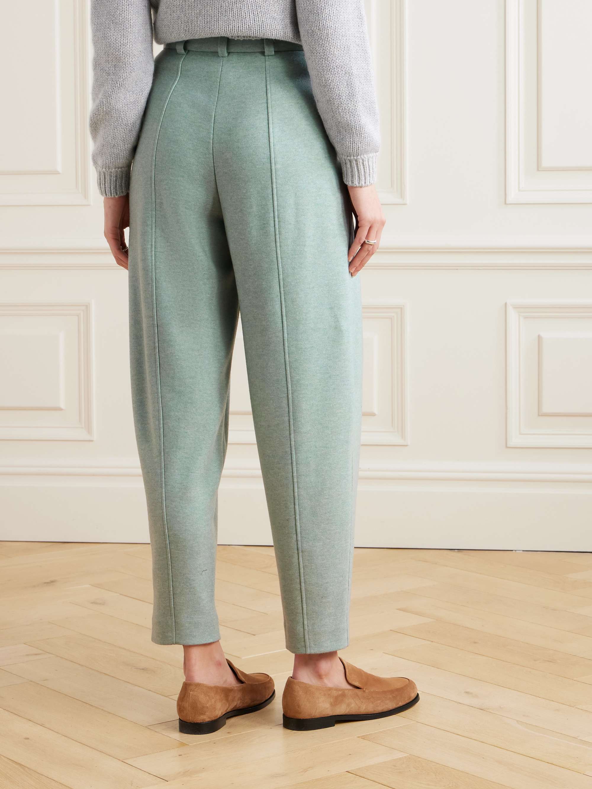 Pleated tapered cashmere-blend pants view