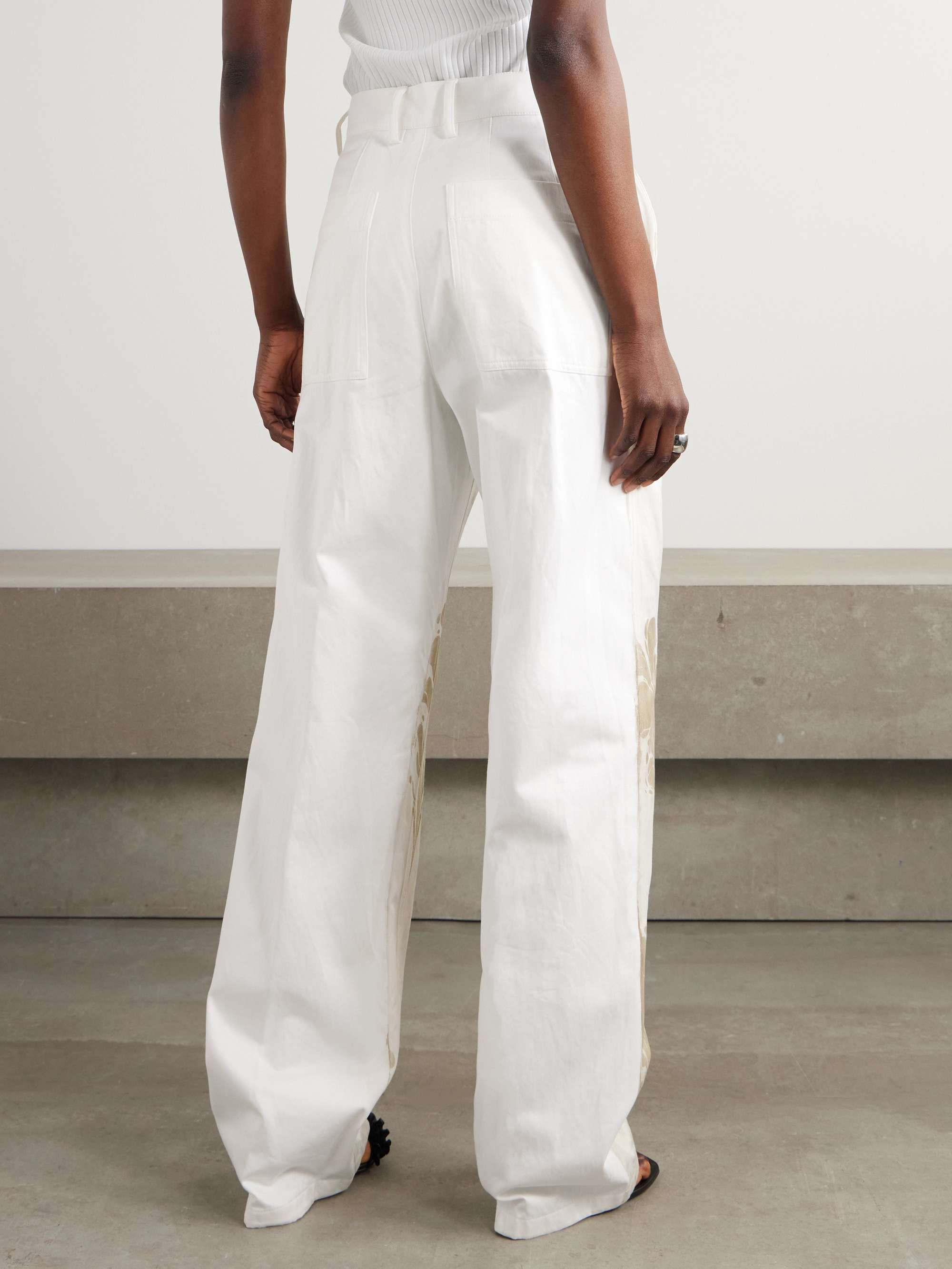 Floral-print cotton straight-leg pants view