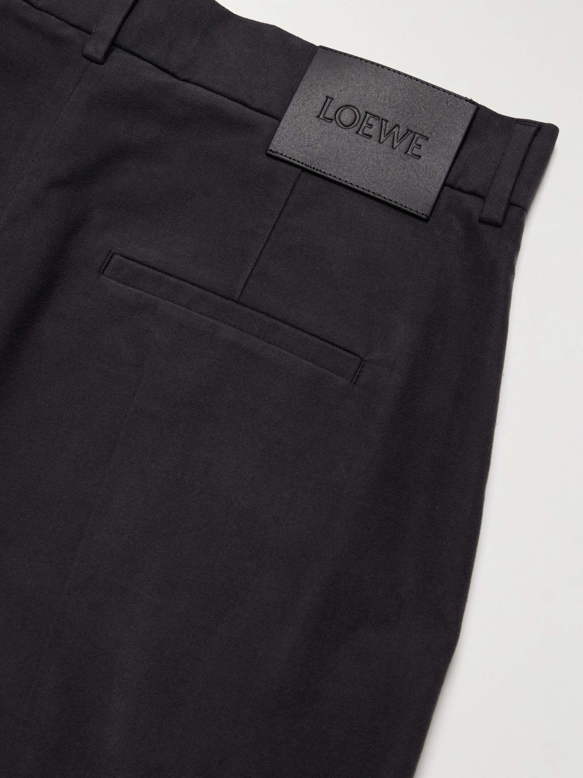 Straight-Leg Pleated Cotton-Blend Moleskin Trousers view