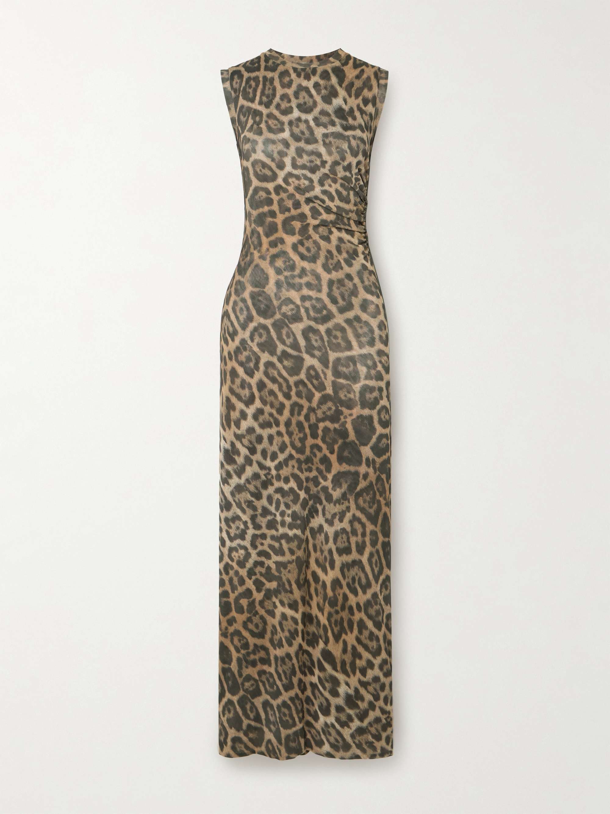 Ruched leopard-print jersey midi dress view