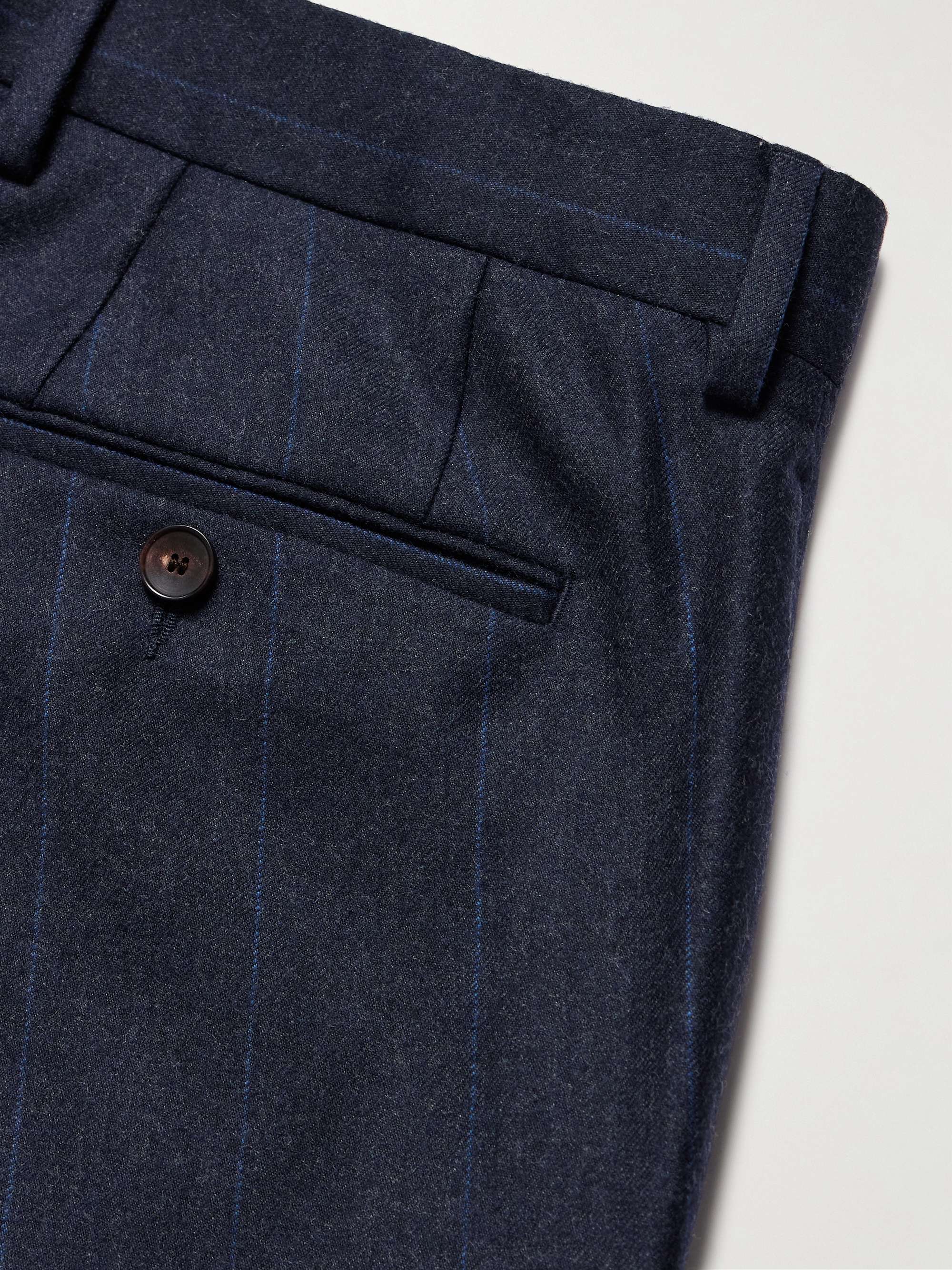 Straight-Leg Pinstriped Wool-Flannel Suit Trousers view