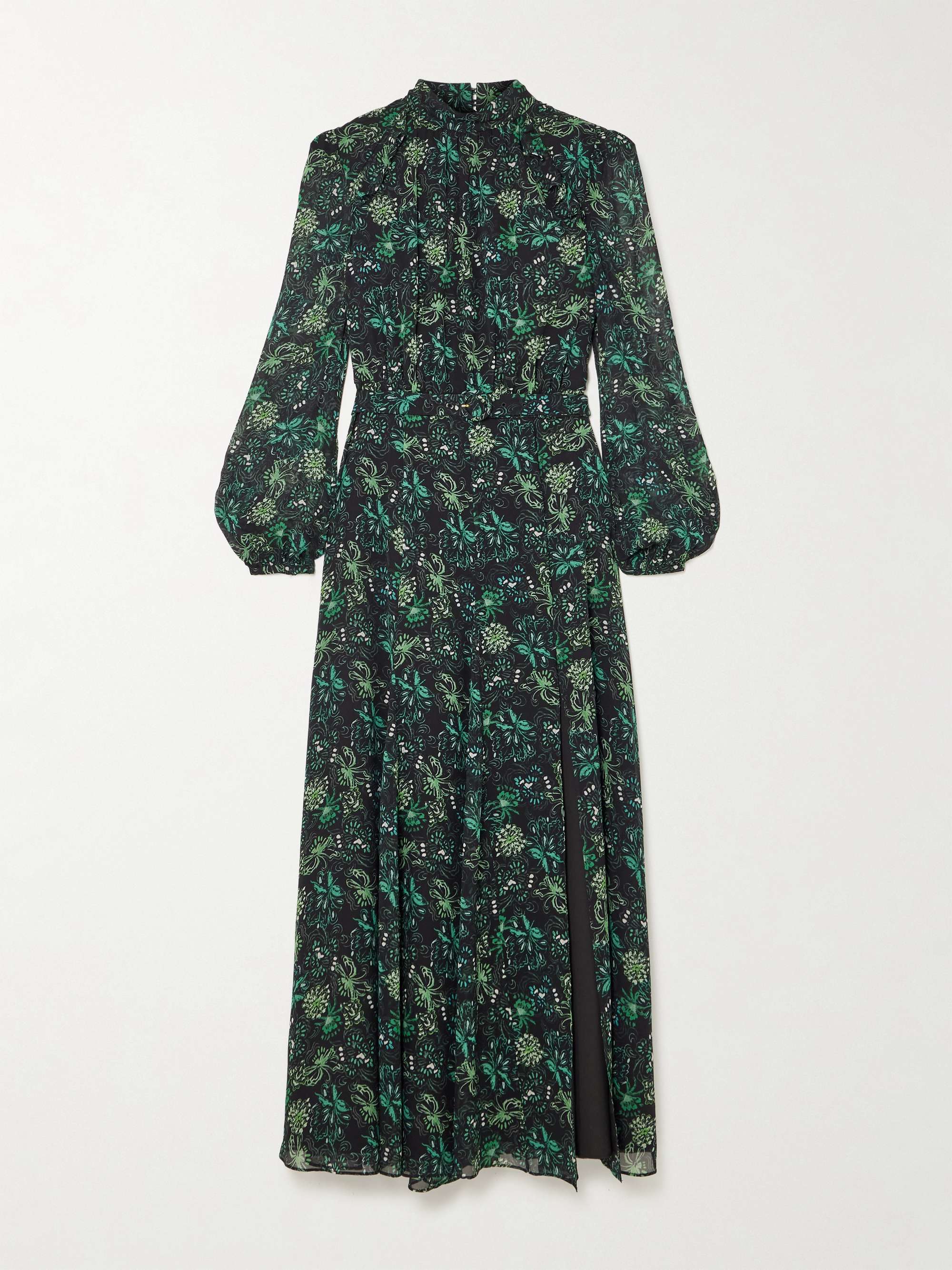 Jacqui B belted printed silk-georgette midi dress view