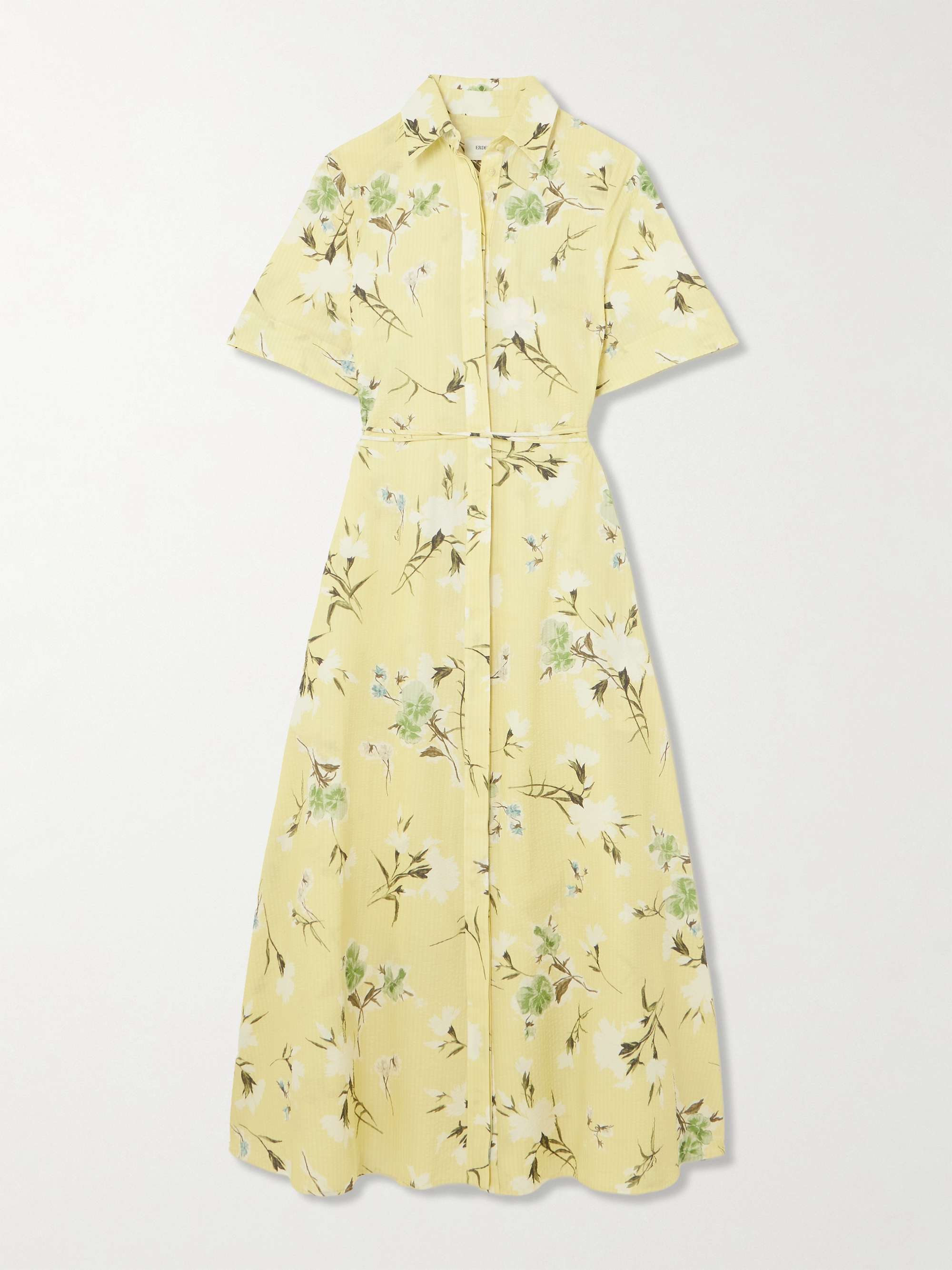 Floral-print cotton-seersucker midi shirt dress view