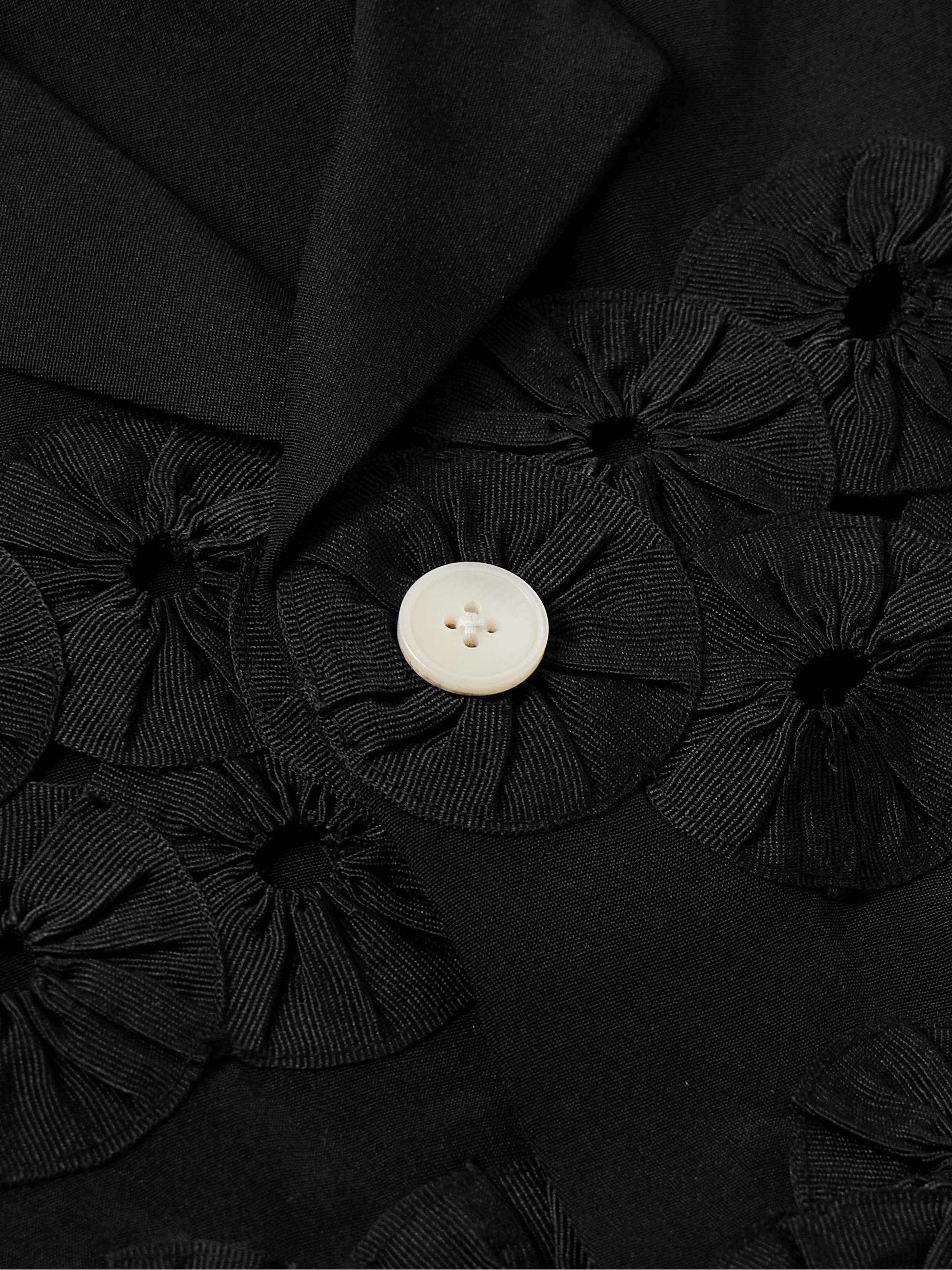 Camp-Collar Appliquéd Silk Shirt view