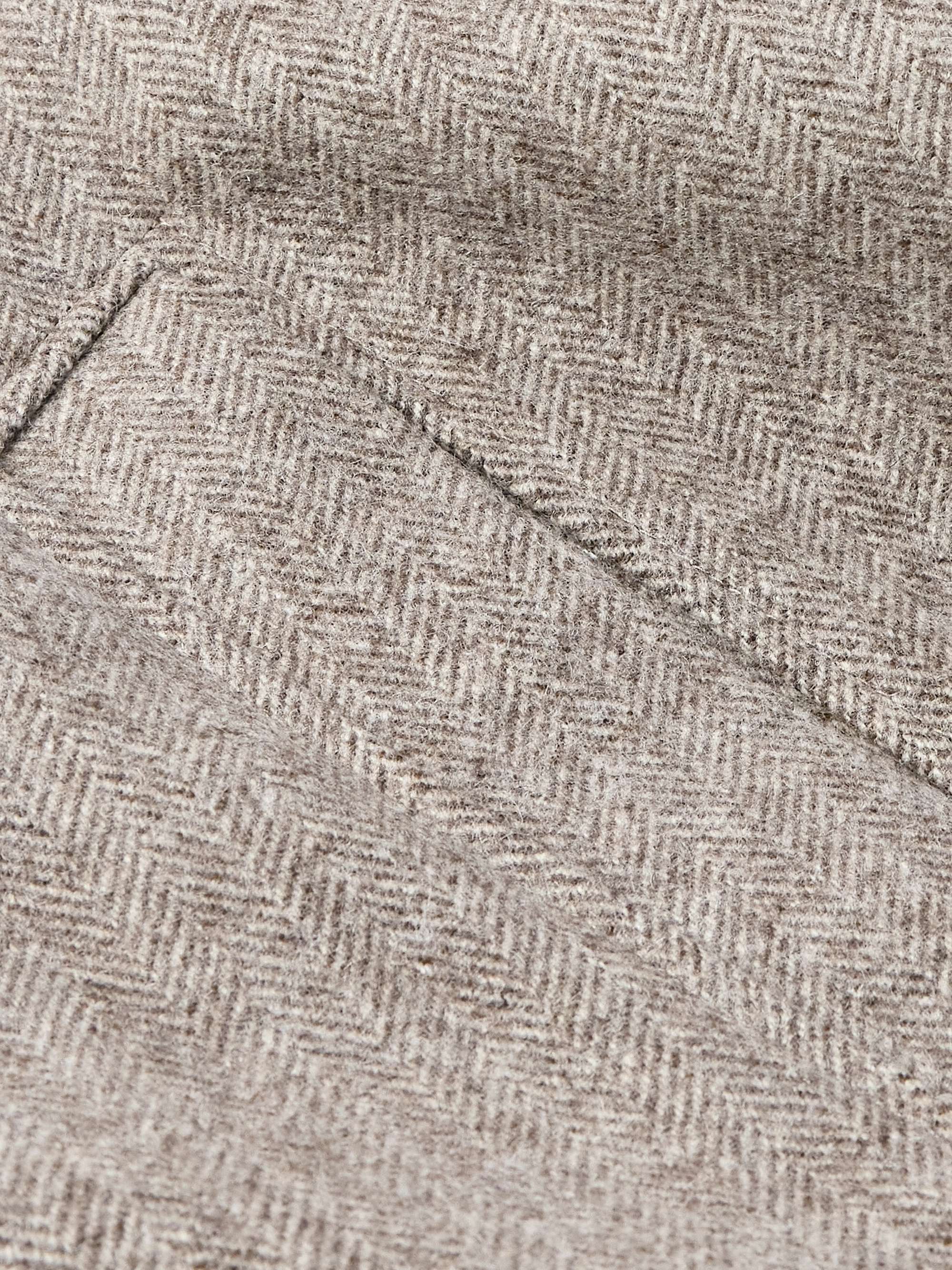Grandad Double-Breasted Herringbone Wool Coat view