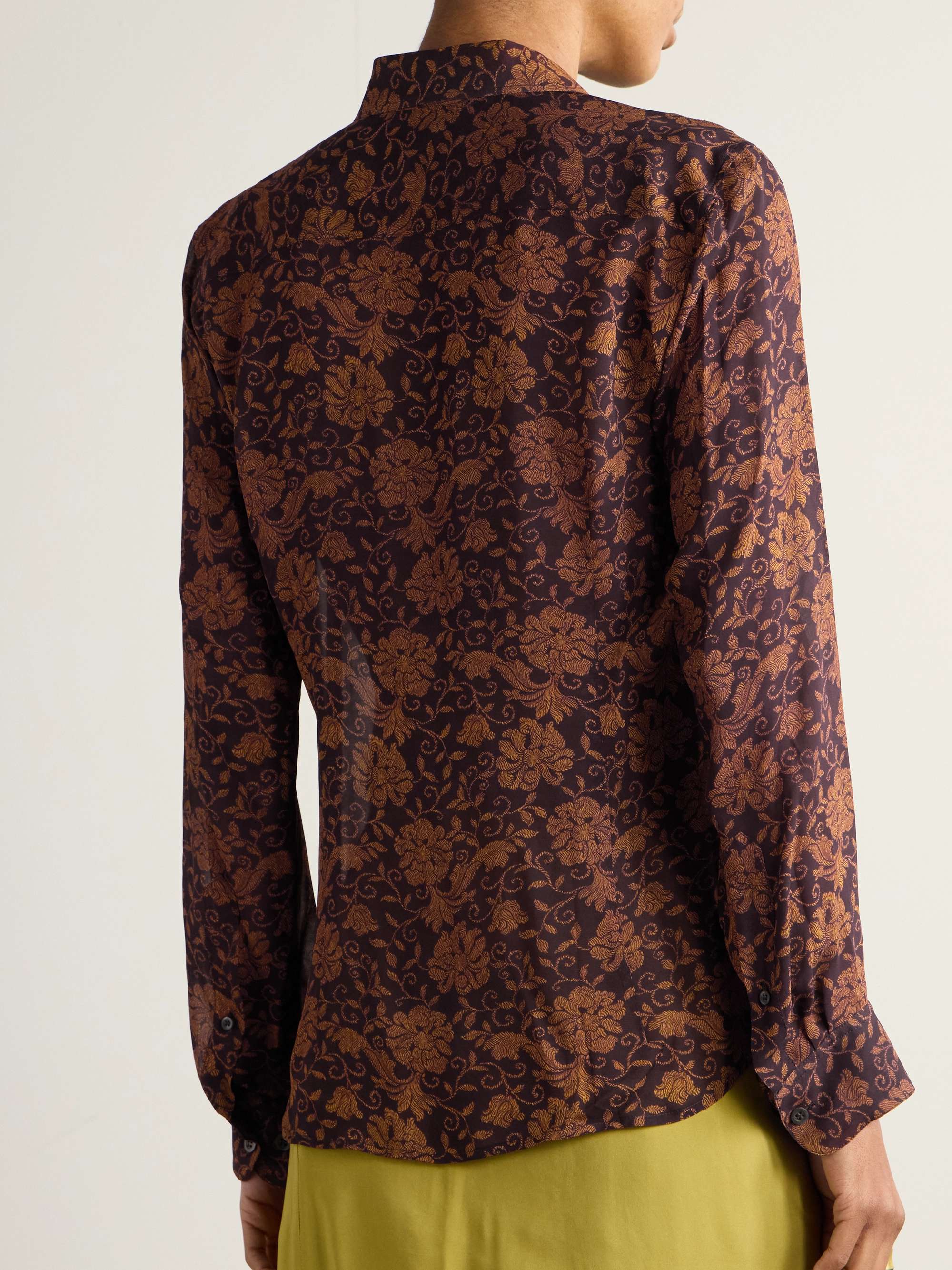 Floral-print crepe de chine shirt view