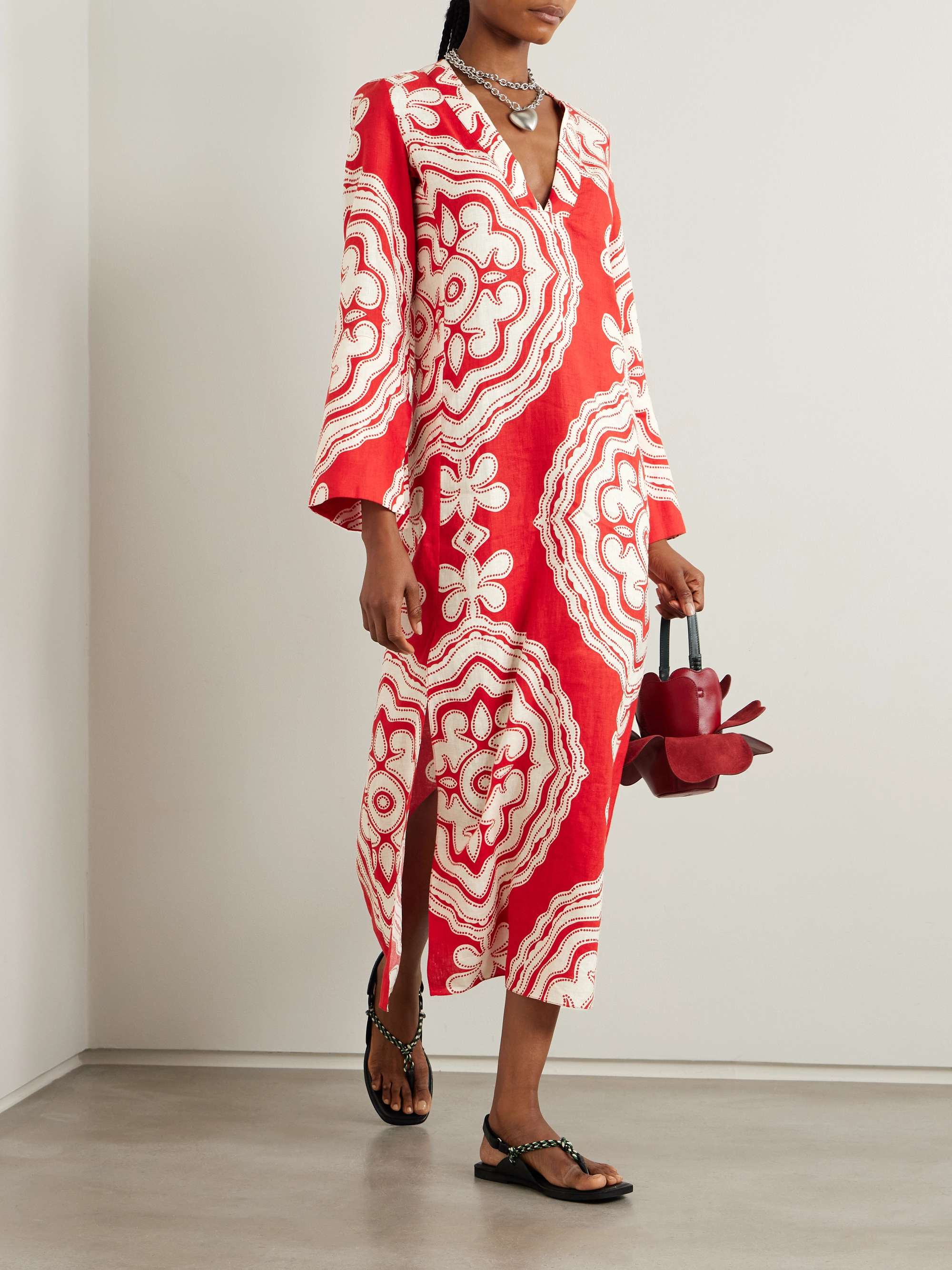 Theodora printed linen maxi dress view