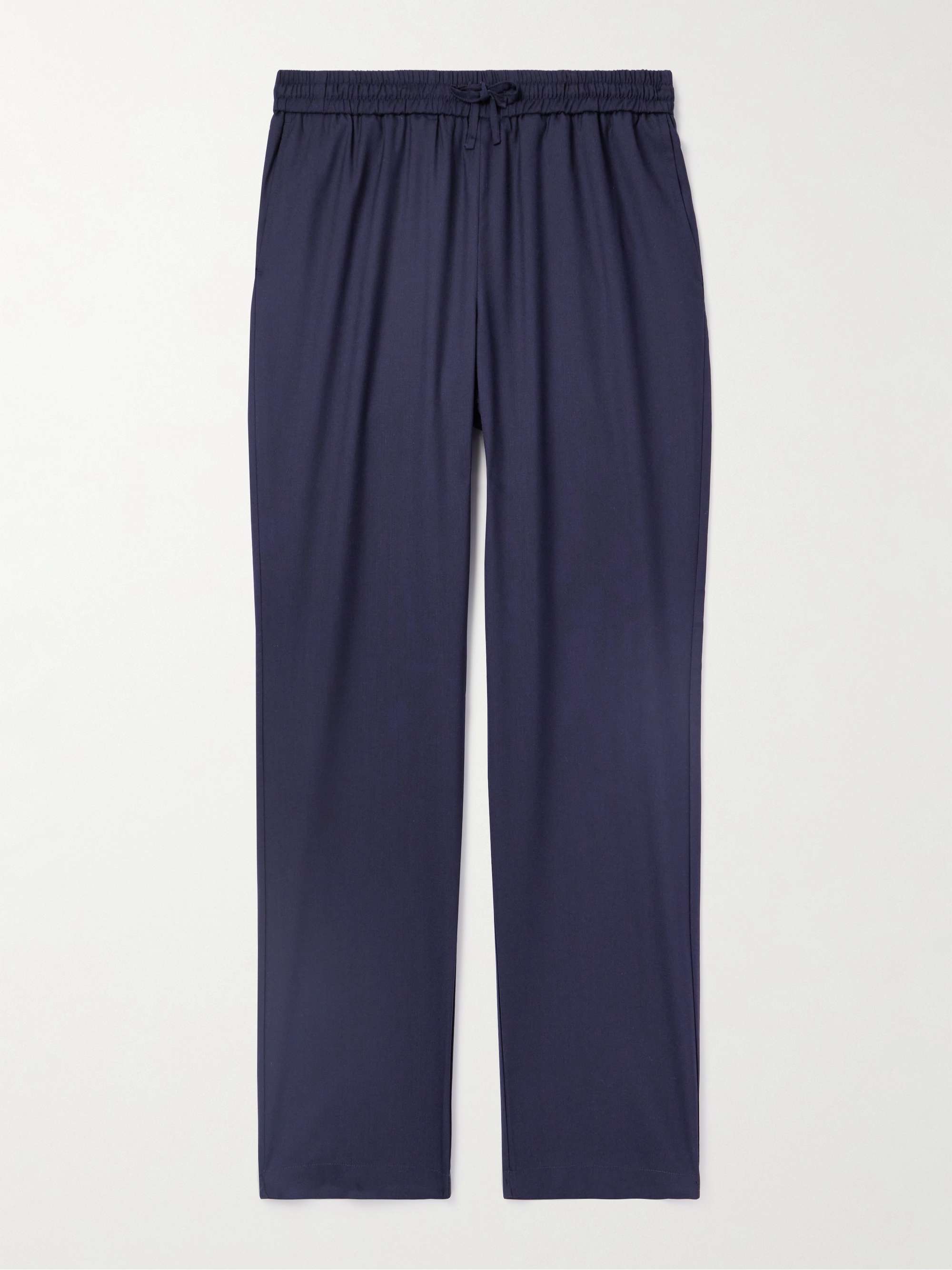 Straight-Leg Virgin Wool-Blend Drawstring Trousers view