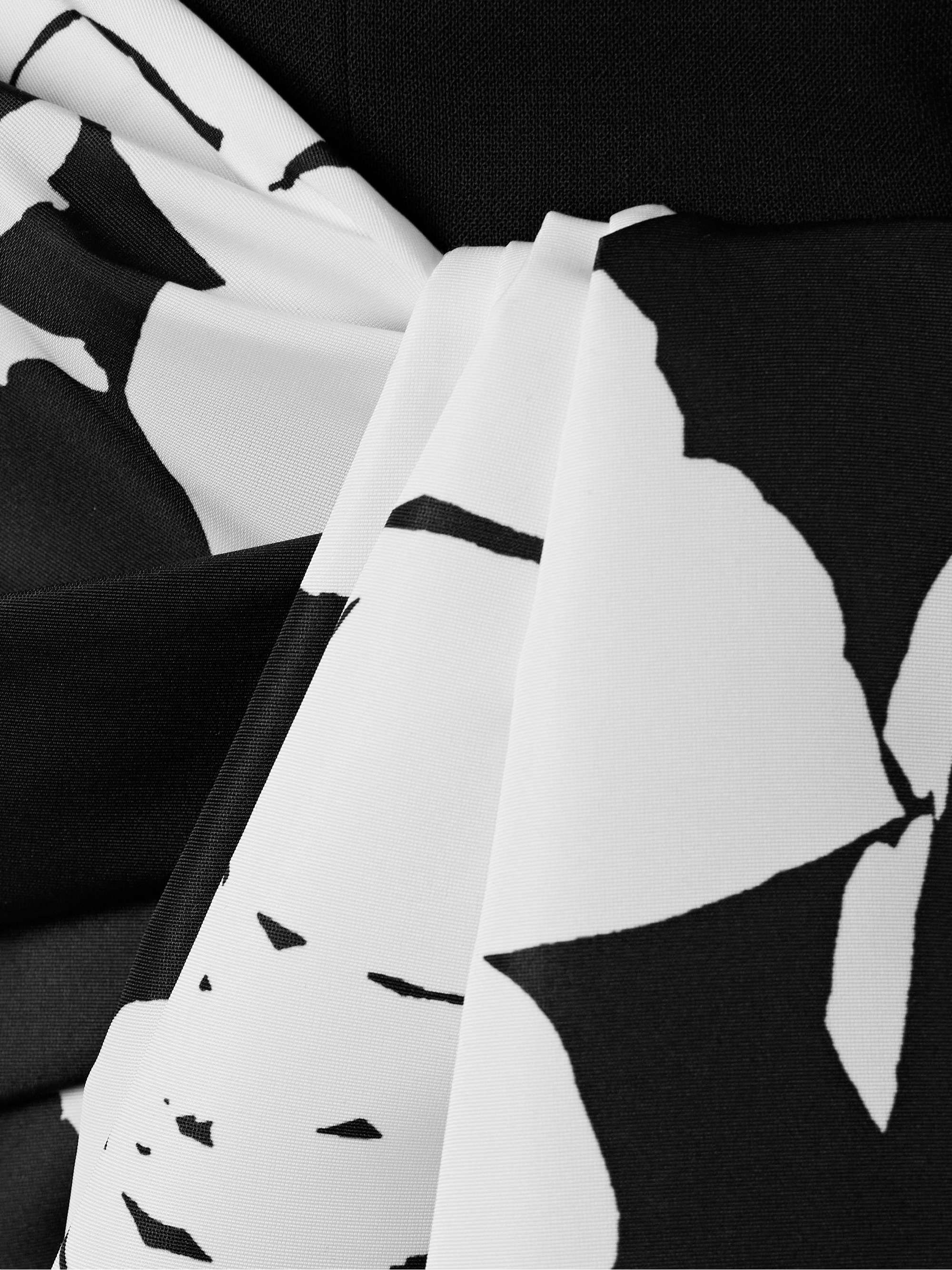 Draped floral-print faille and crepe slim-leg pants view