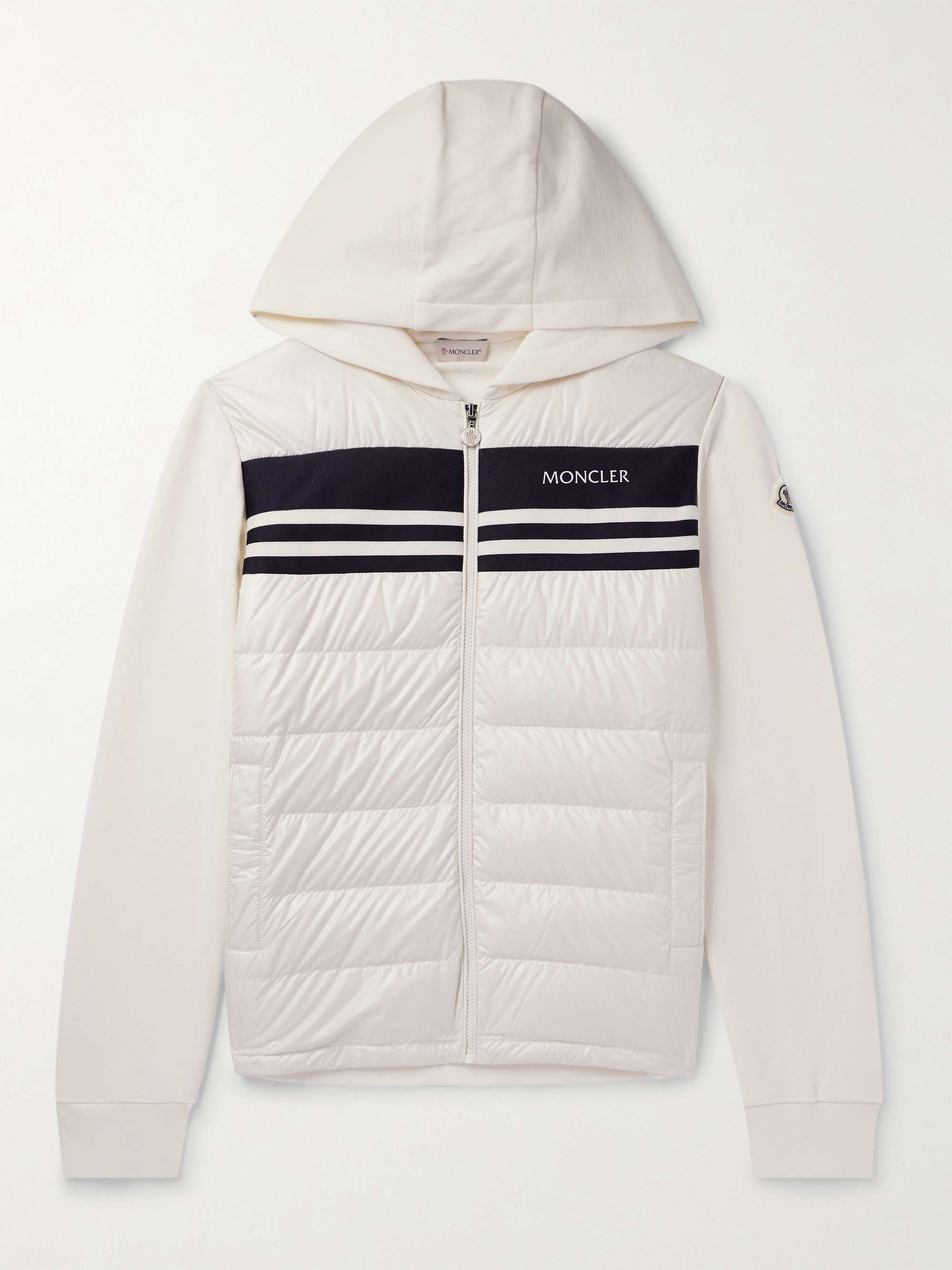Slim-Fit Cotton-Jersey and Quilted Shell Down Zip-Up Hoodie view