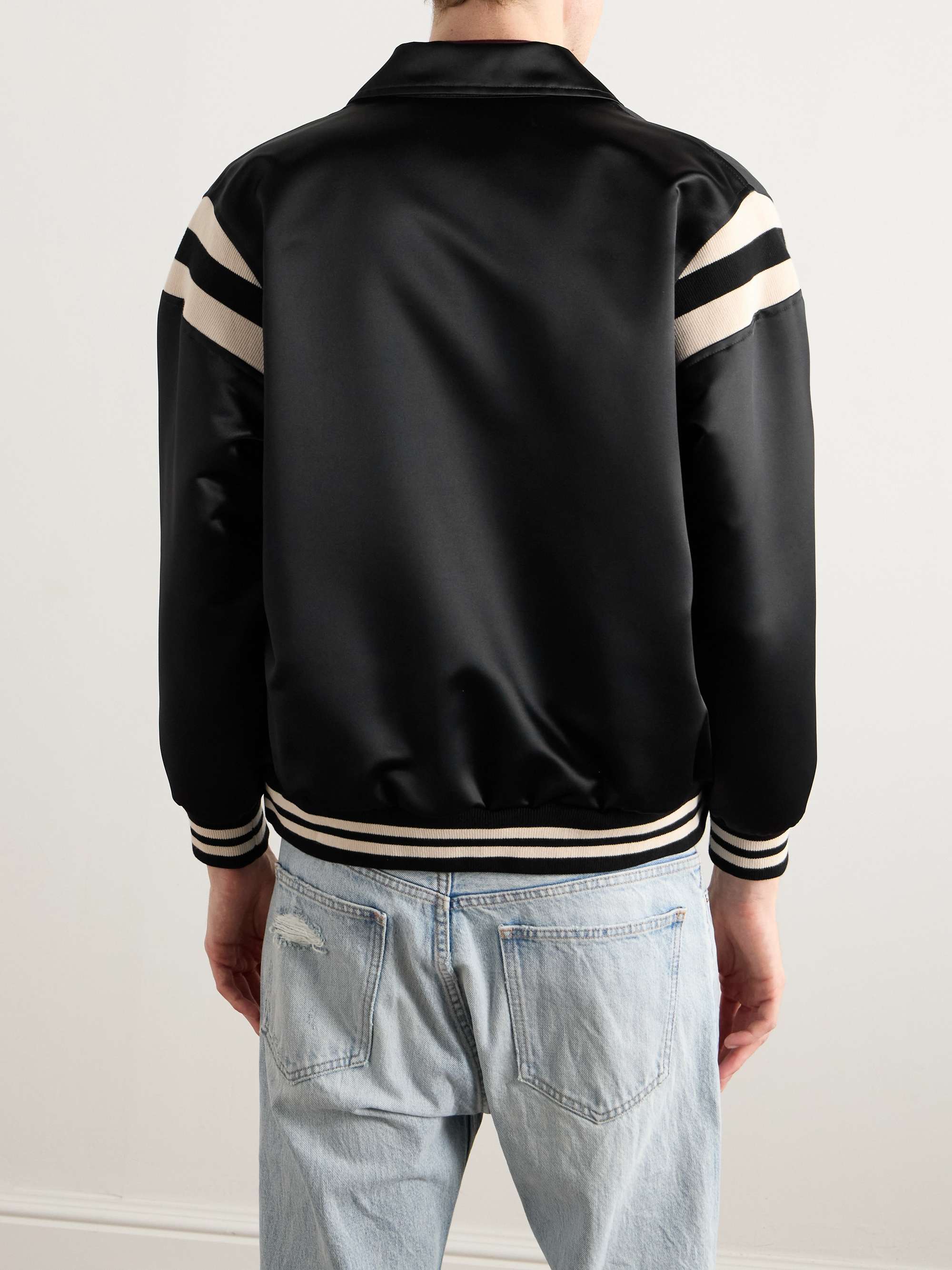 Teddy Logo-Embroidered Satin Varsity Jacket view