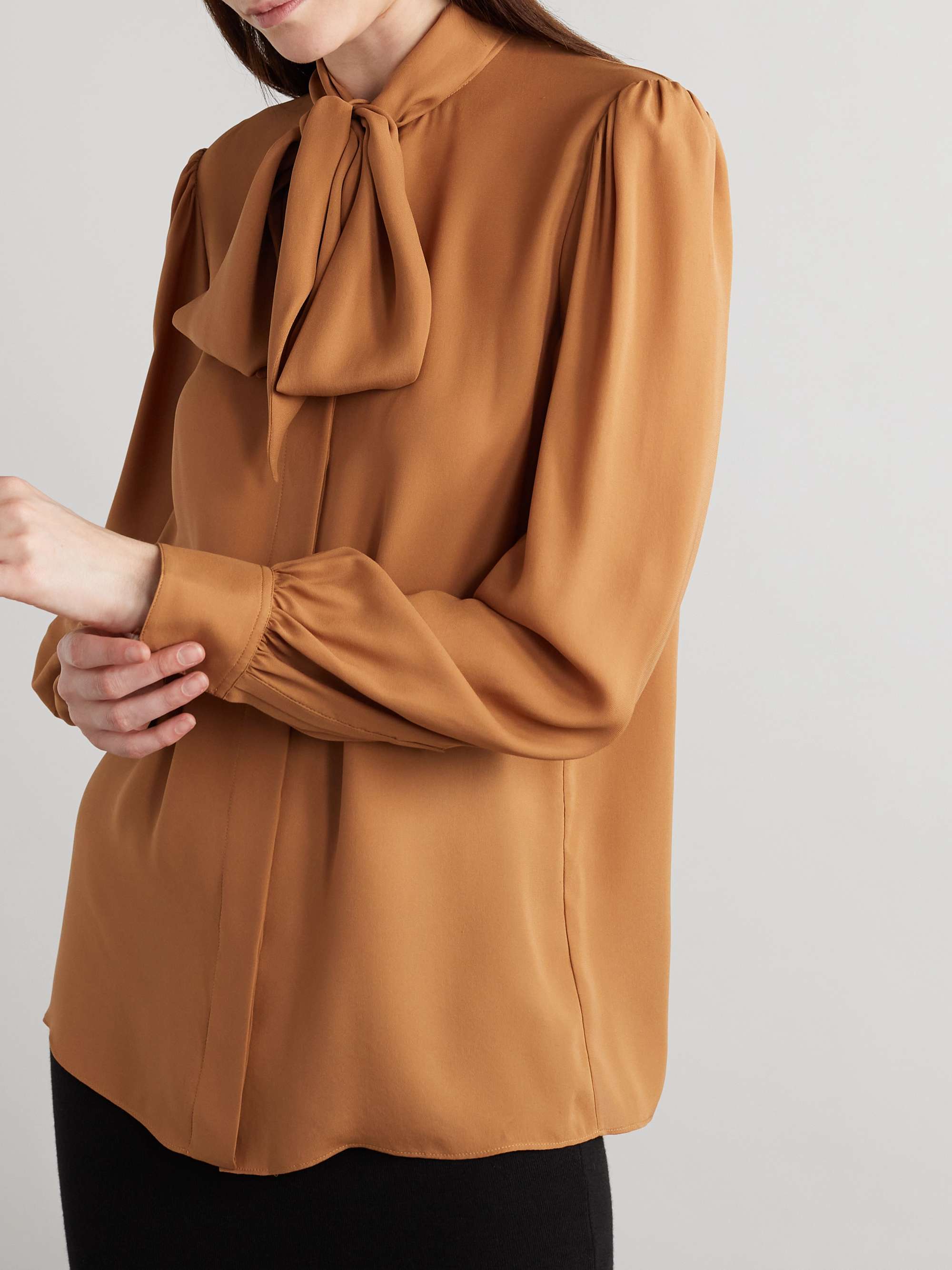 Pussy-bow silk shirt view